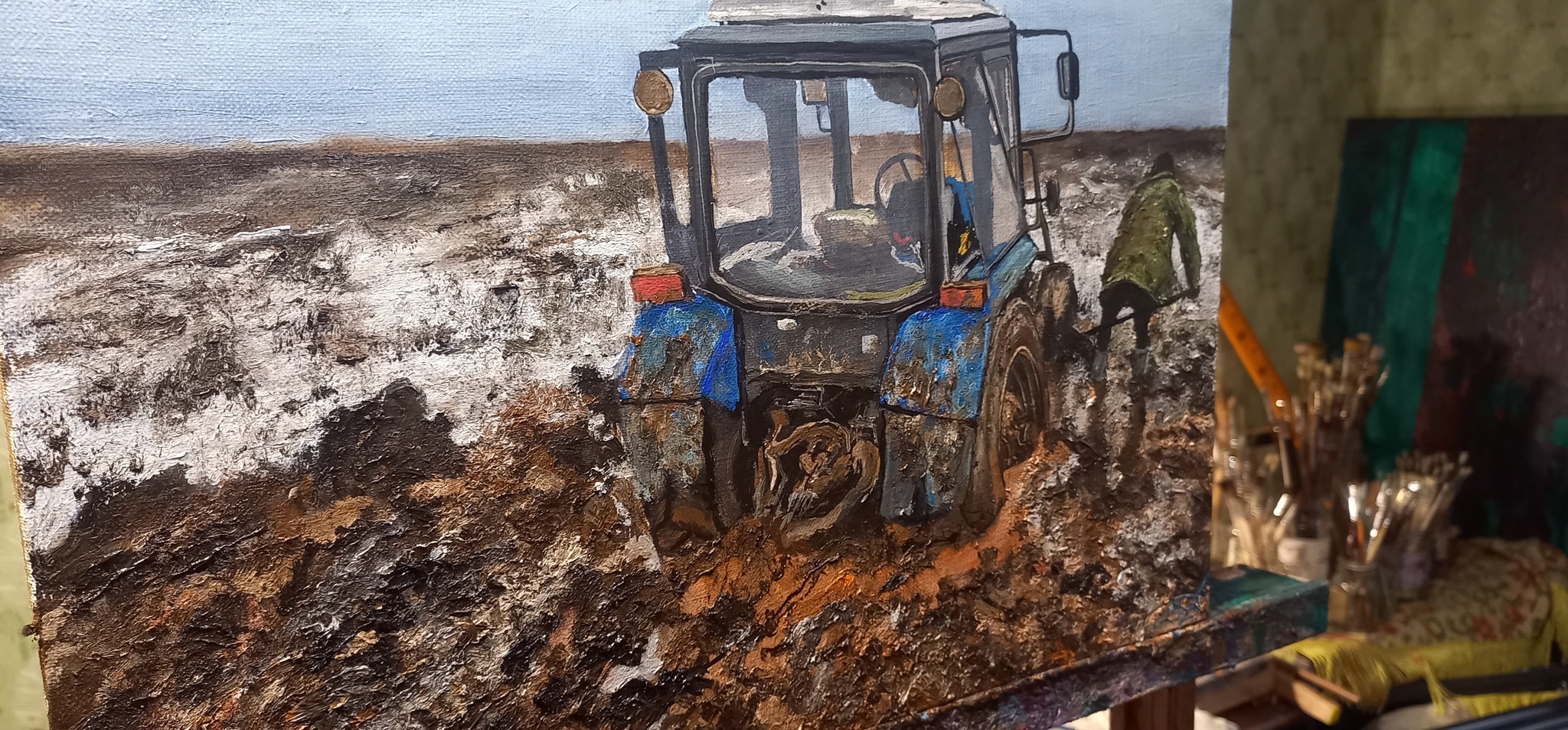 My new job - My, Creation, Landscape, Art, Dirt, Painting, Artist, Nature, Painting, Winter, Tractor, Work