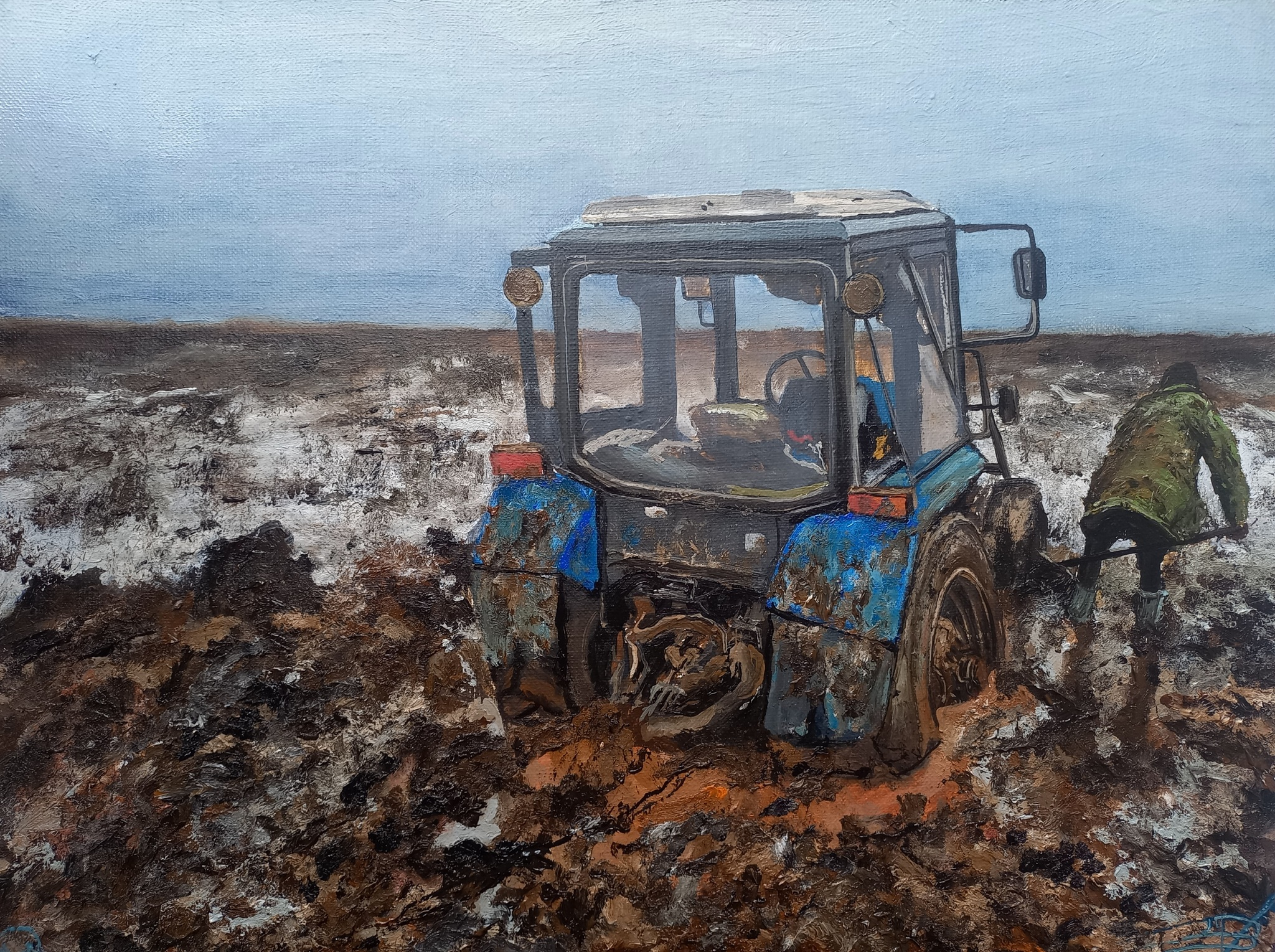 My new job - My, Creation, Landscape, Art, Dirt, Painting, Artist, Nature, Painting, Winter, Tractor, Work