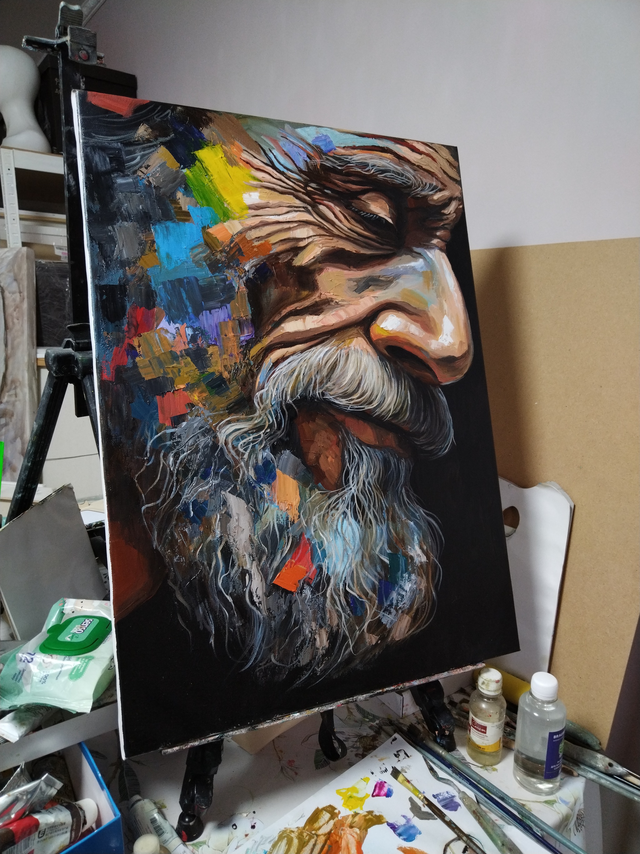 I was commissioned to paint a beautiful portrait of an old man in oil paints. - My, Artist, Painting, Art, Modern Art, Drawing, Portrait, Portrait by photo, Oil paints, Painting, Video, Youtube, Needlework without process