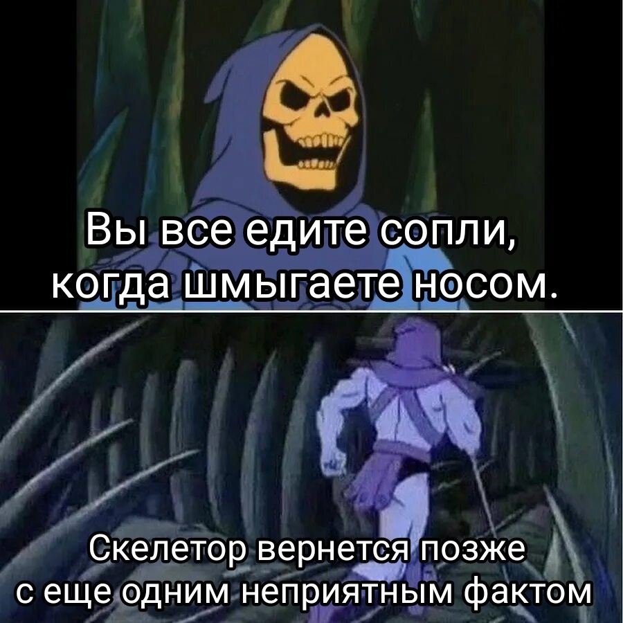 Snot-nosed - My, Skeletor, Facts, Unpleasant, Picture with text