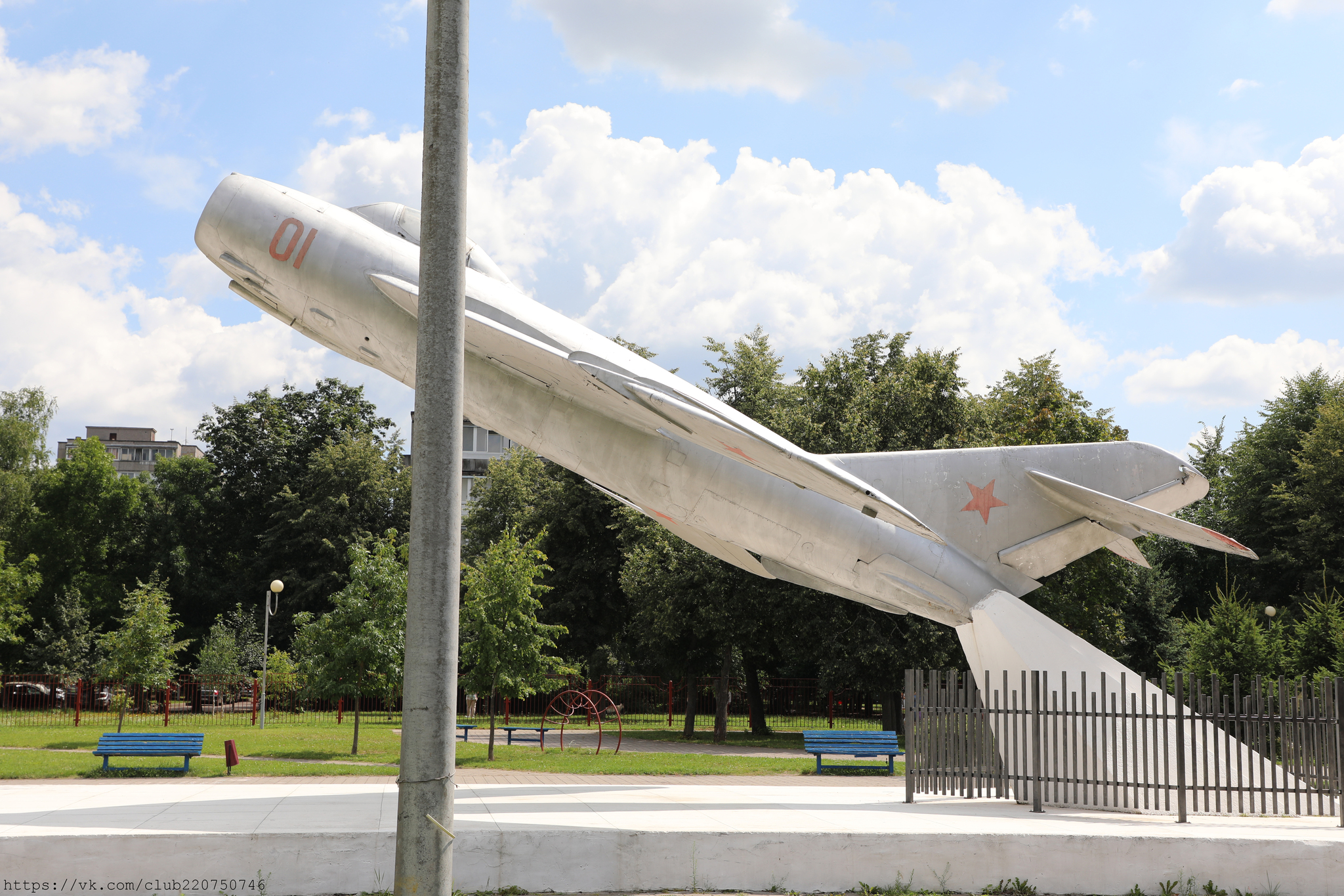 MiG-17, Minsk, territory of gymnasium #30. July 24, 2024 - My, Republic of Belarus, Military equipment, Armament, Aviation, Military aviation, Army, Fighter, Longpost