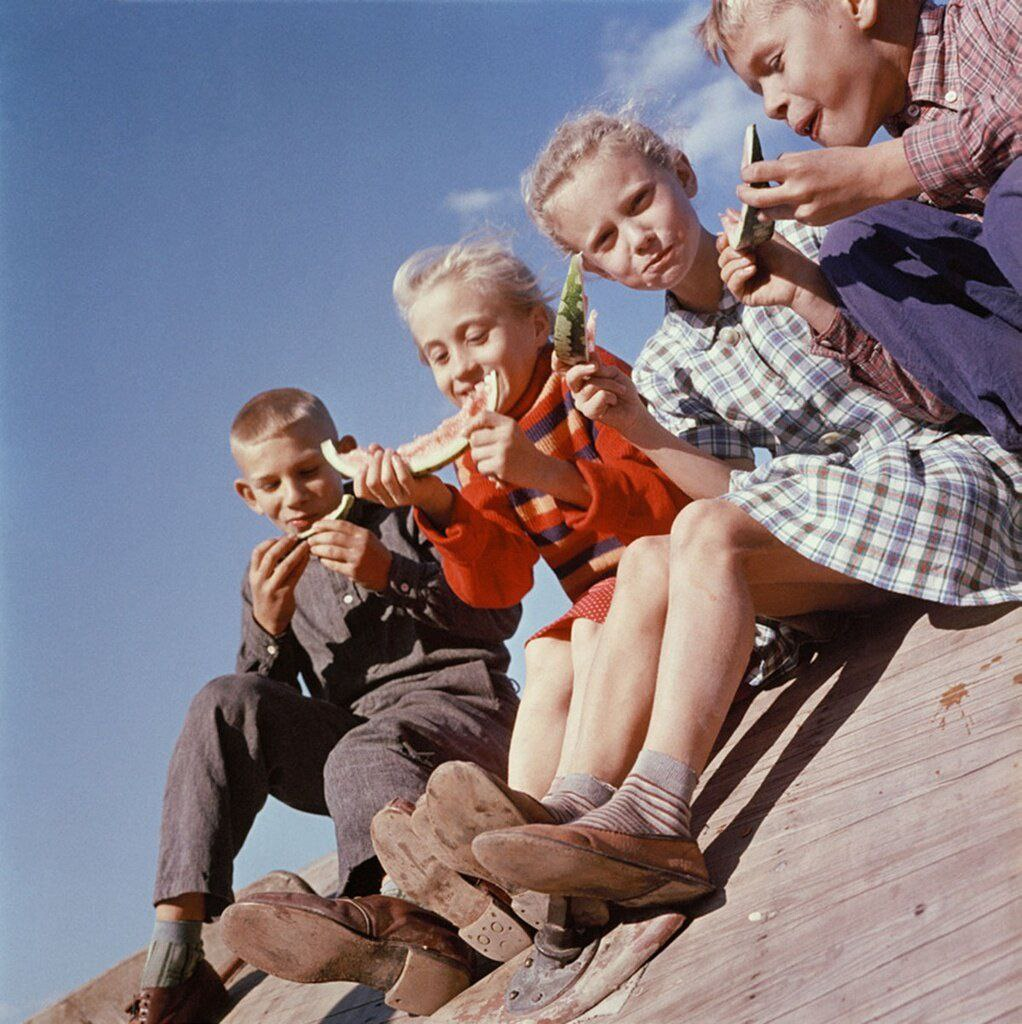 Happy Childhood, 1965. Photo: Yuri Abramochkin - Childhood, Children, Childhood memories, Made in USSR, Childhood in the USSR, Happiness, Watermelon, Summer, Memory, Memories, the USSR, The best time, Telegram (link)