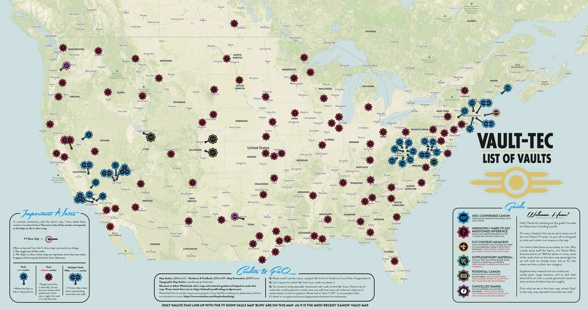 Fan map of all vaults vault tec - Fallout, Fallout 2, Fallout 3, Fallout: New Vegas, Fallout 76, Fallout 4, Fallout Brotherhood of Steel, Fallout (TV series), Vault tec, From the network, Computer games