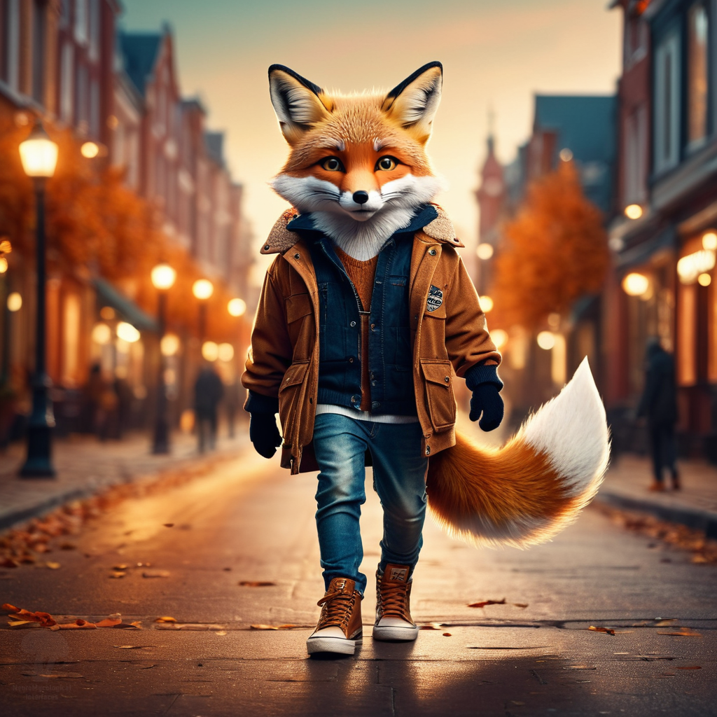 Happy Walking Day! - My, Neural network art, Chatgpt, Stable diffusion, 2D, Art, Postcard, Fox, Autumn, Absurd