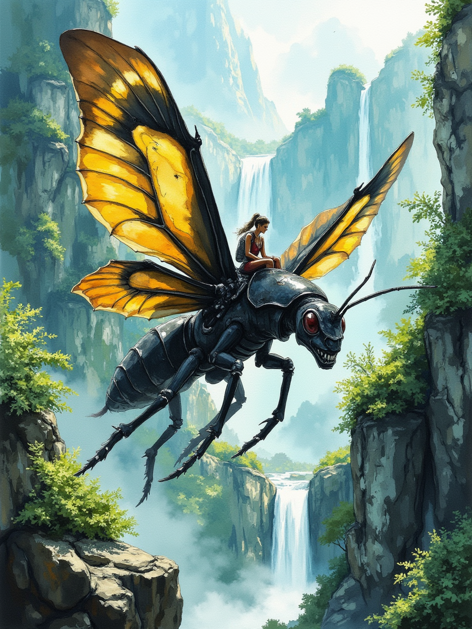 Give me a ride giant insect! - My, Нейронные сети, Neural network art, Flux, Stable diffusion, Insects, Longpost