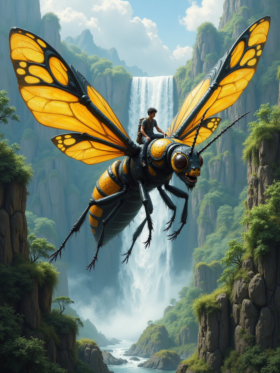 Give me a ride giant insect! - My, Нейронные сети, Neural network art, Flux, Stable diffusion, Insects, Longpost