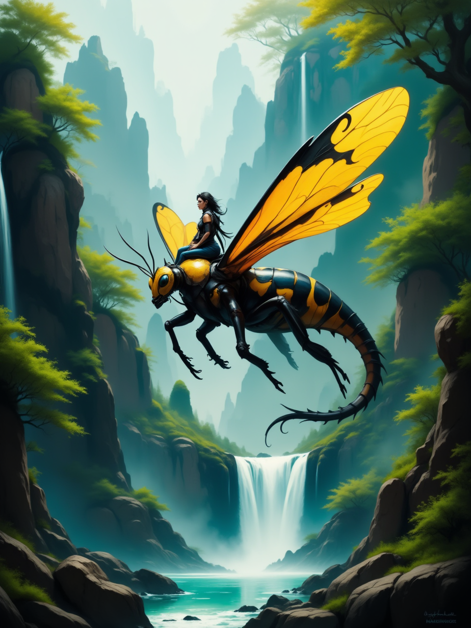 Give me a ride giant insect! - My, Нейронные сети, Neural network art, Flux, Stable diffusion, Insects, Longpost