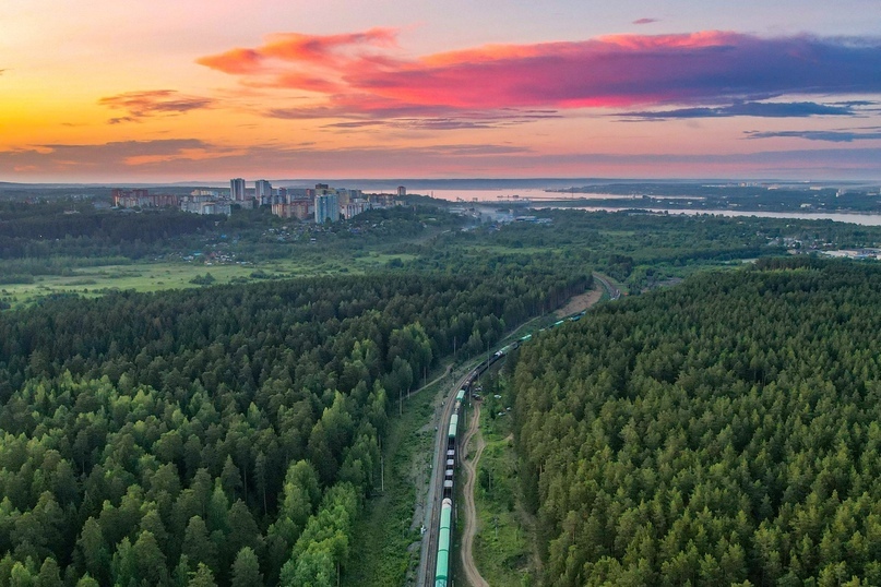 Open spaces - My, Russia, The photo, Images, Photographer, Street photography, Dji, Aerial photography, Sunset, Town, Railway, beauty, River, Beautiful view, Evening, Landscape, Forest, The sun