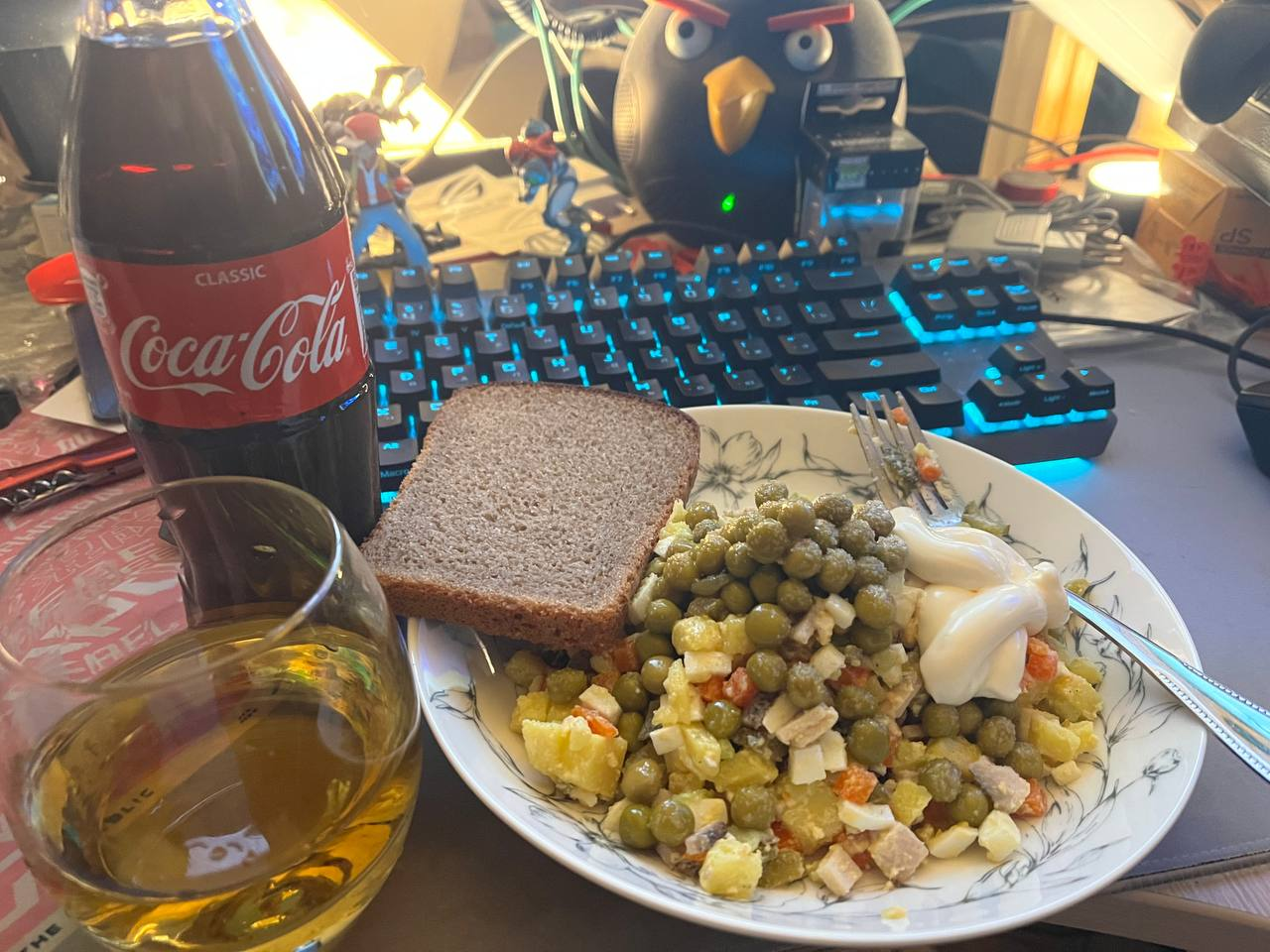 Skuff test - My, Olivier salad, Whiskey, Coca-Cola, Bread, Food