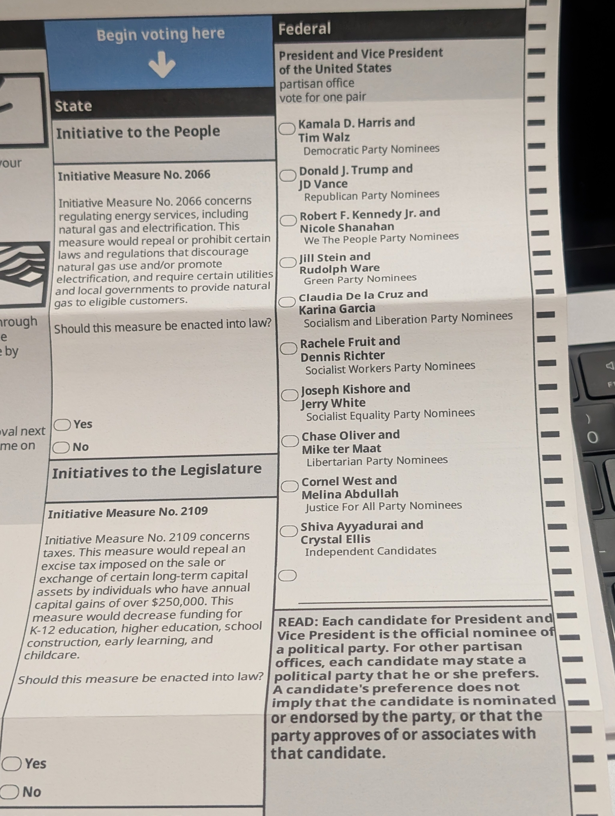 Received my ballot today - My, US elections, Elections, Friday, Observation, Politics, US elections