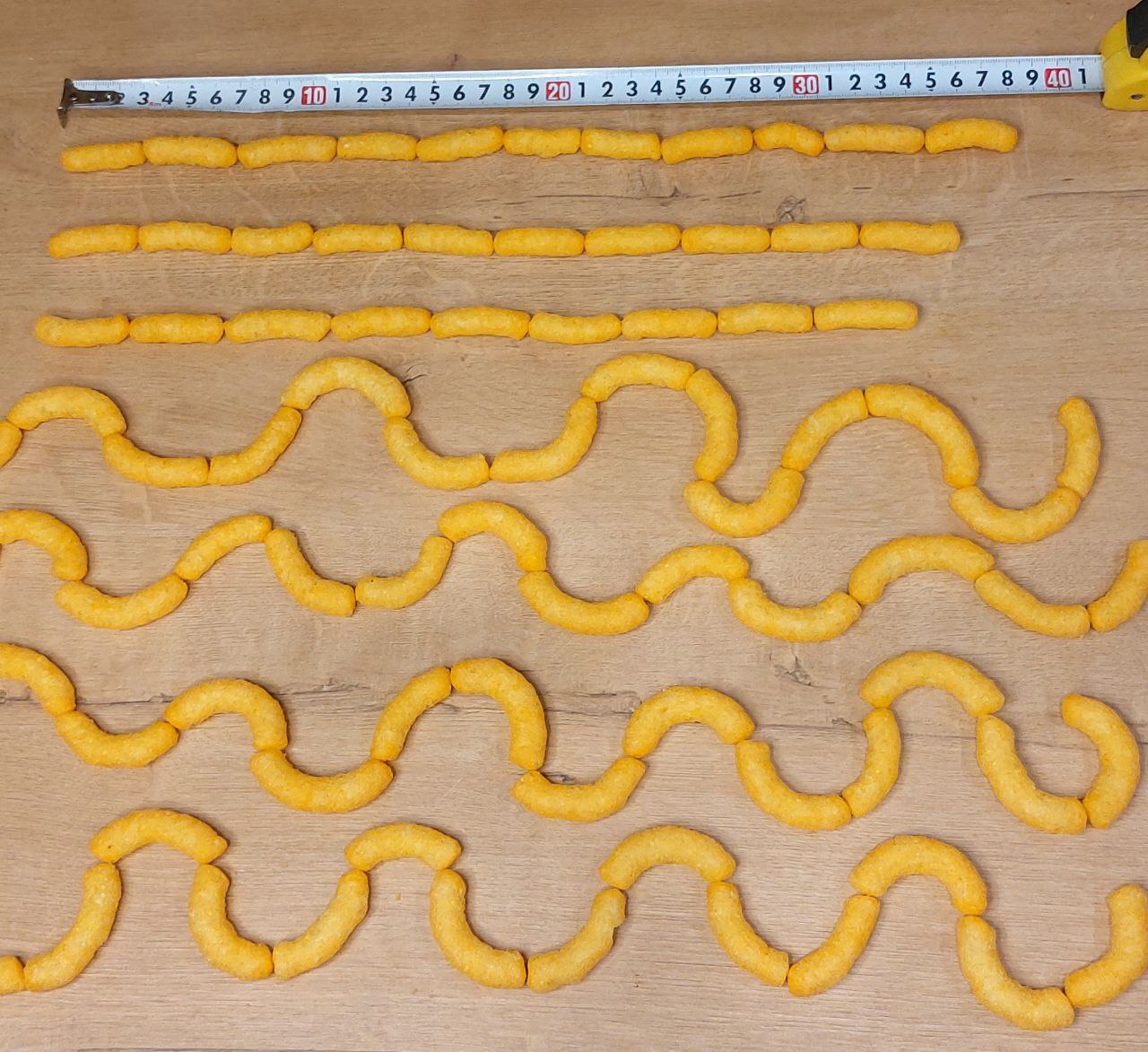 What is the total length of a pack of Cheetos? - My, Boredom, Cheetos, Persistent calculations, Longpost, Payment