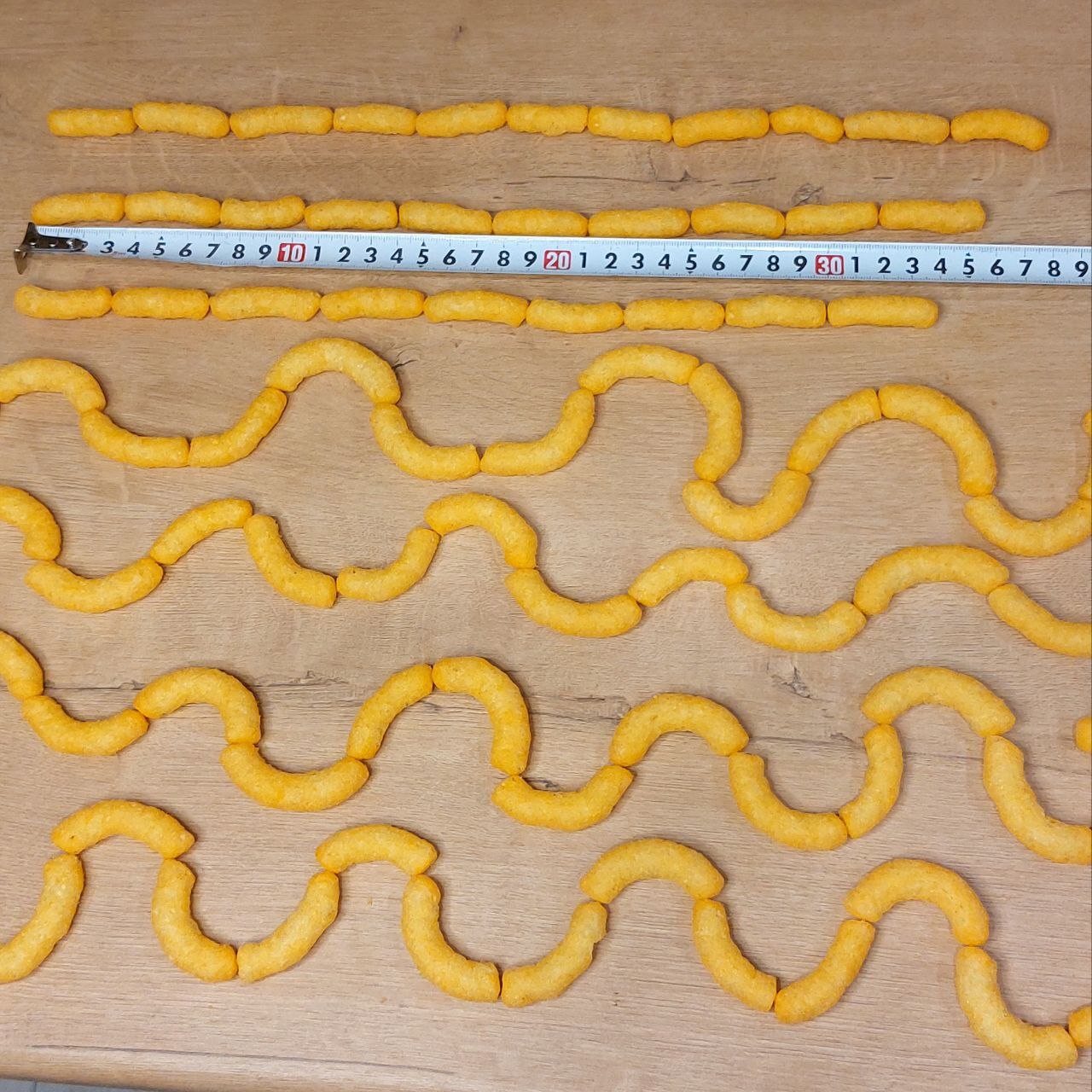 What is the total length of a pack of Cheetos? - My, Boredom, Cheetos, Persistent calculations, Longpost, Payment