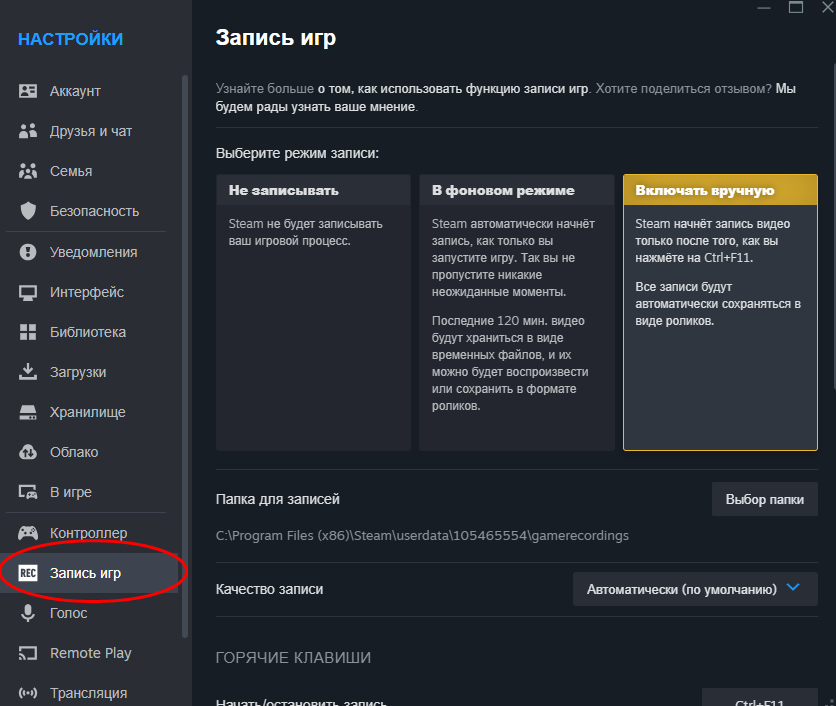 How to record a video of gameplay in Steam without third-party programs? Detailed instructions - Steam, Video game, Recording, Gamers, Function, Longpost