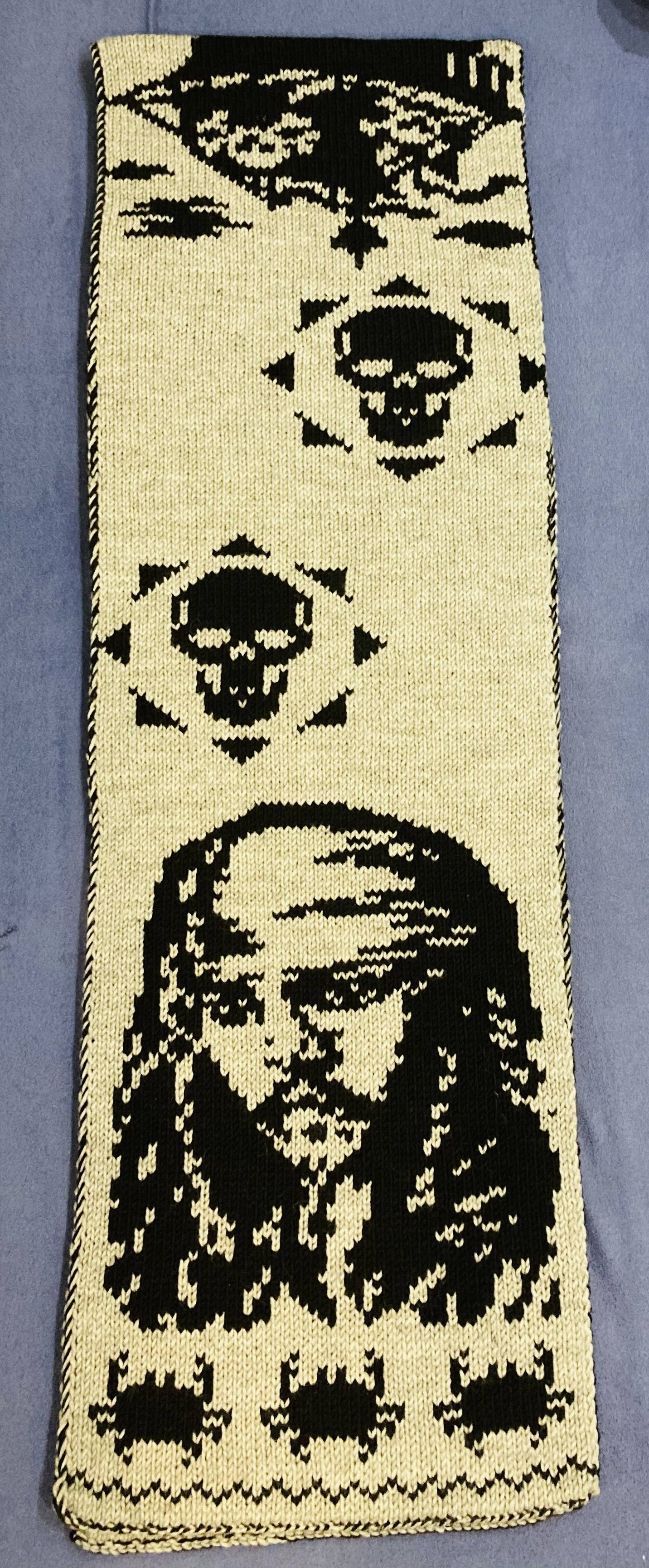 Long live sloth day! I finished the lanky one - My, Needlework without process, Knitting, Jacquard, Spokes, Pirates of the Caribbean, Captain Jack Sparrow, Longpost