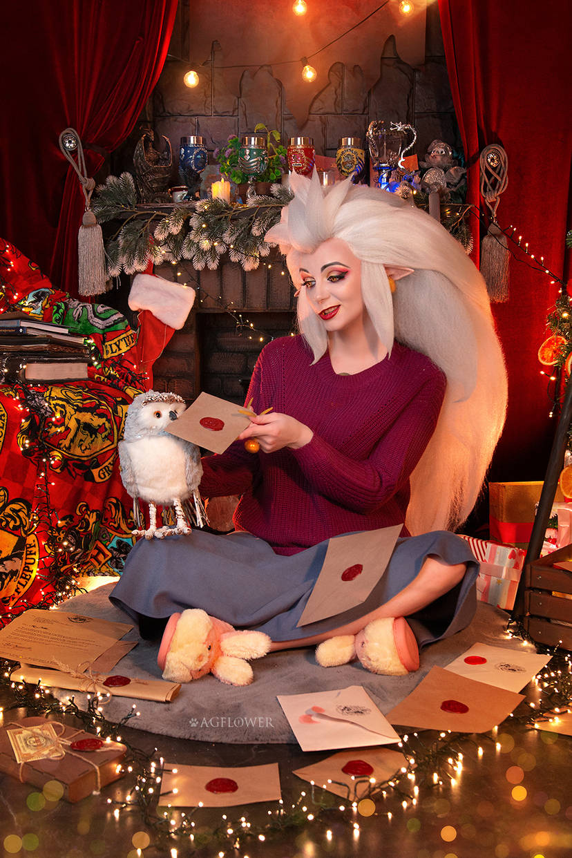 Owl Lady - Cosplay, Professional shooting, The owl house, Crossover, Harry Potter, Tea, Soft toy, Owl, Longpost, Chess