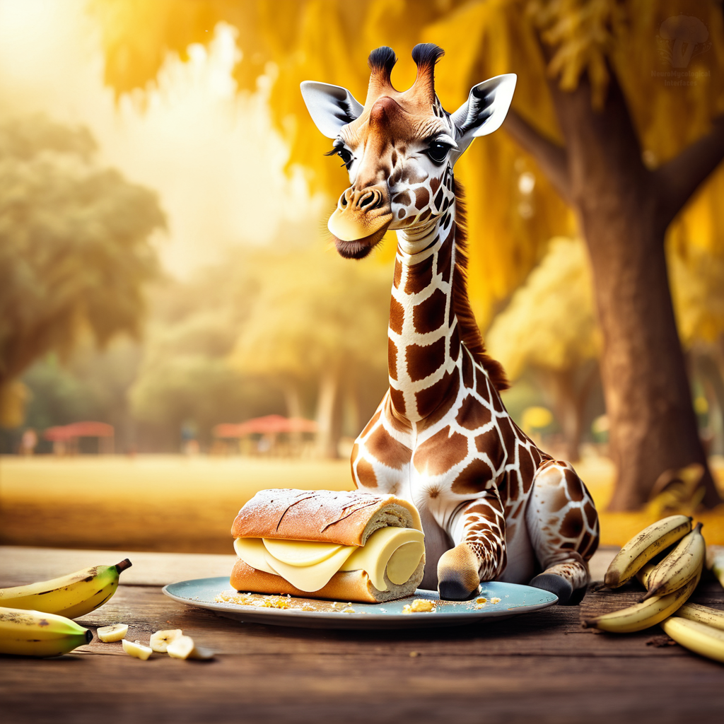 Happy Banana Bun Day! - My, Neural network art, Chatgpt, Stable diffusion, 2D, Buns, Giraffe, Banana, Postcard, Absurd