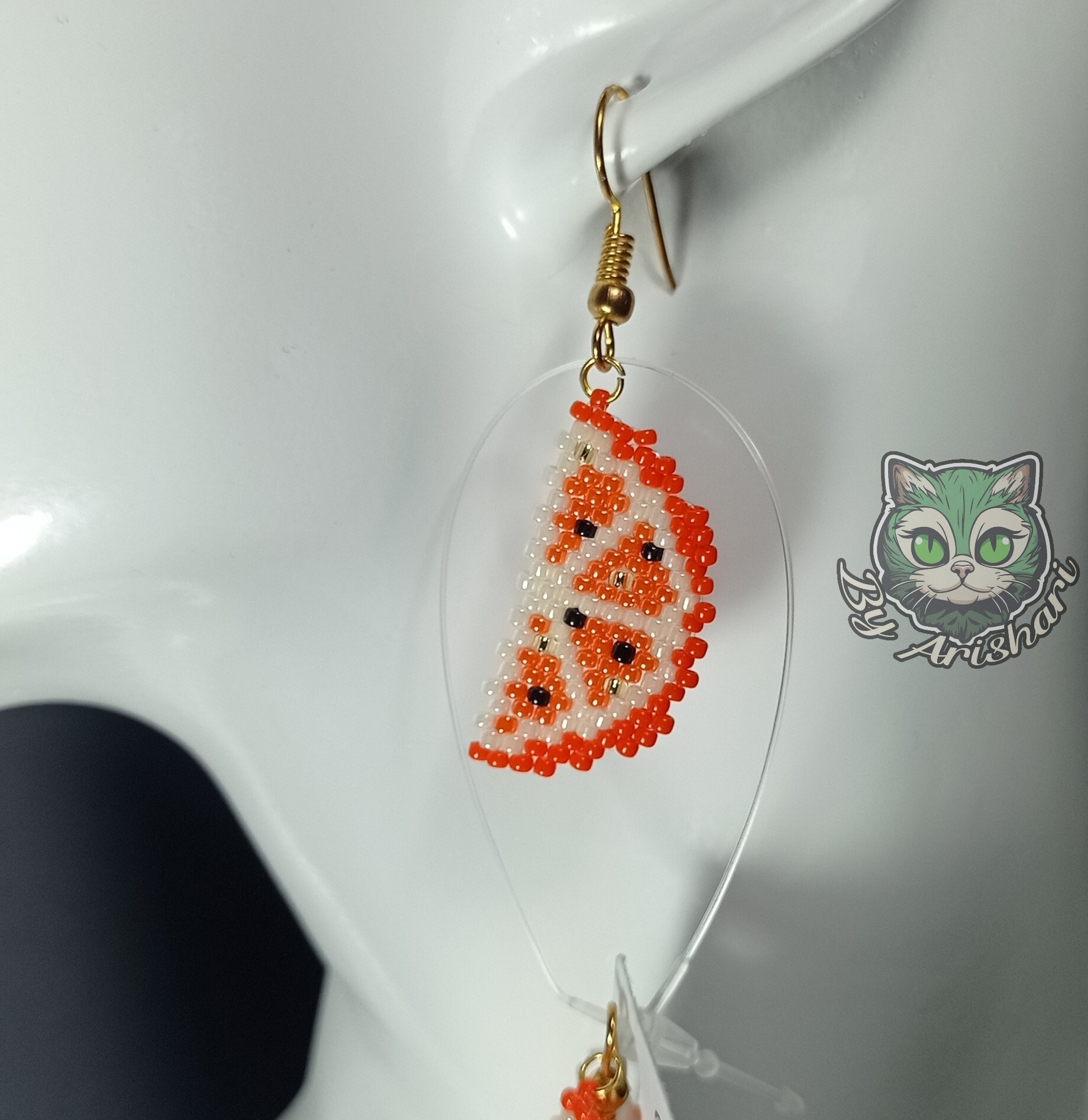 Earrings Fruit Slices - My, Needlework without process, Handmade, With your own hands, Hobby, Needlework, Beads, Earrings, Beading, Longpost