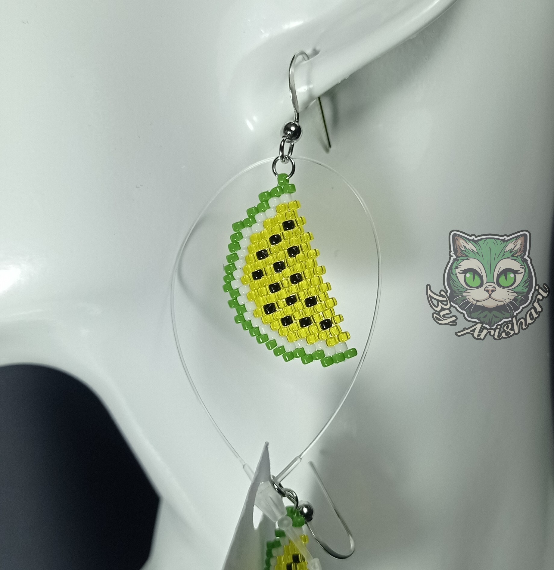 Earrings Fruit Slices - My, Needlework without process, Handmade, With your own hands, Hobby, Needlework, Beads, Earrings, Beading, Longpost