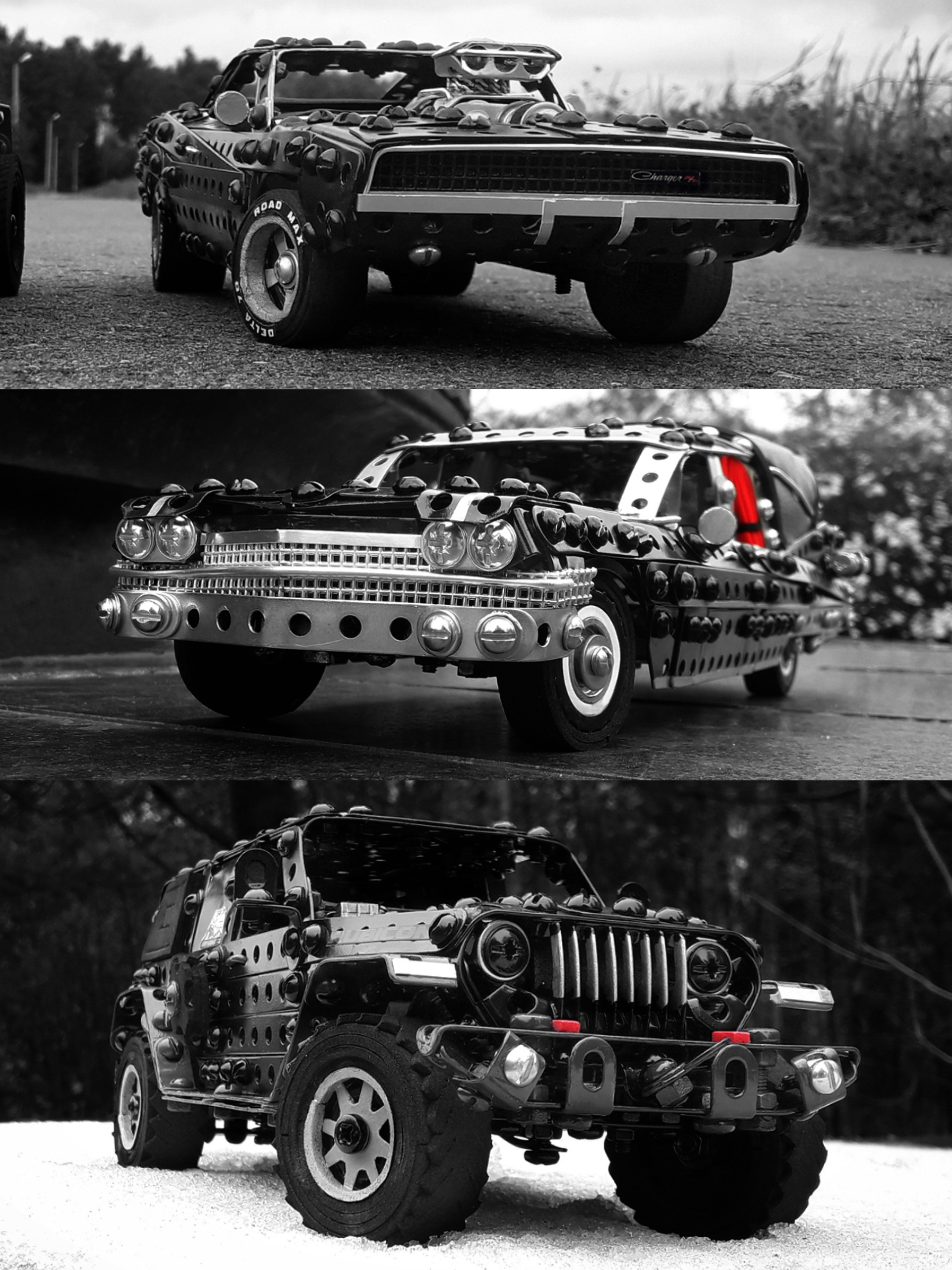 Dodge Charger, Cadillac Superior, Jeep Wrangler made of metal construction set, wire, rubber and cardboard - My, Dodge charger, Cadillac, Jeep, Jeep Wrangler, Modeling, SUV