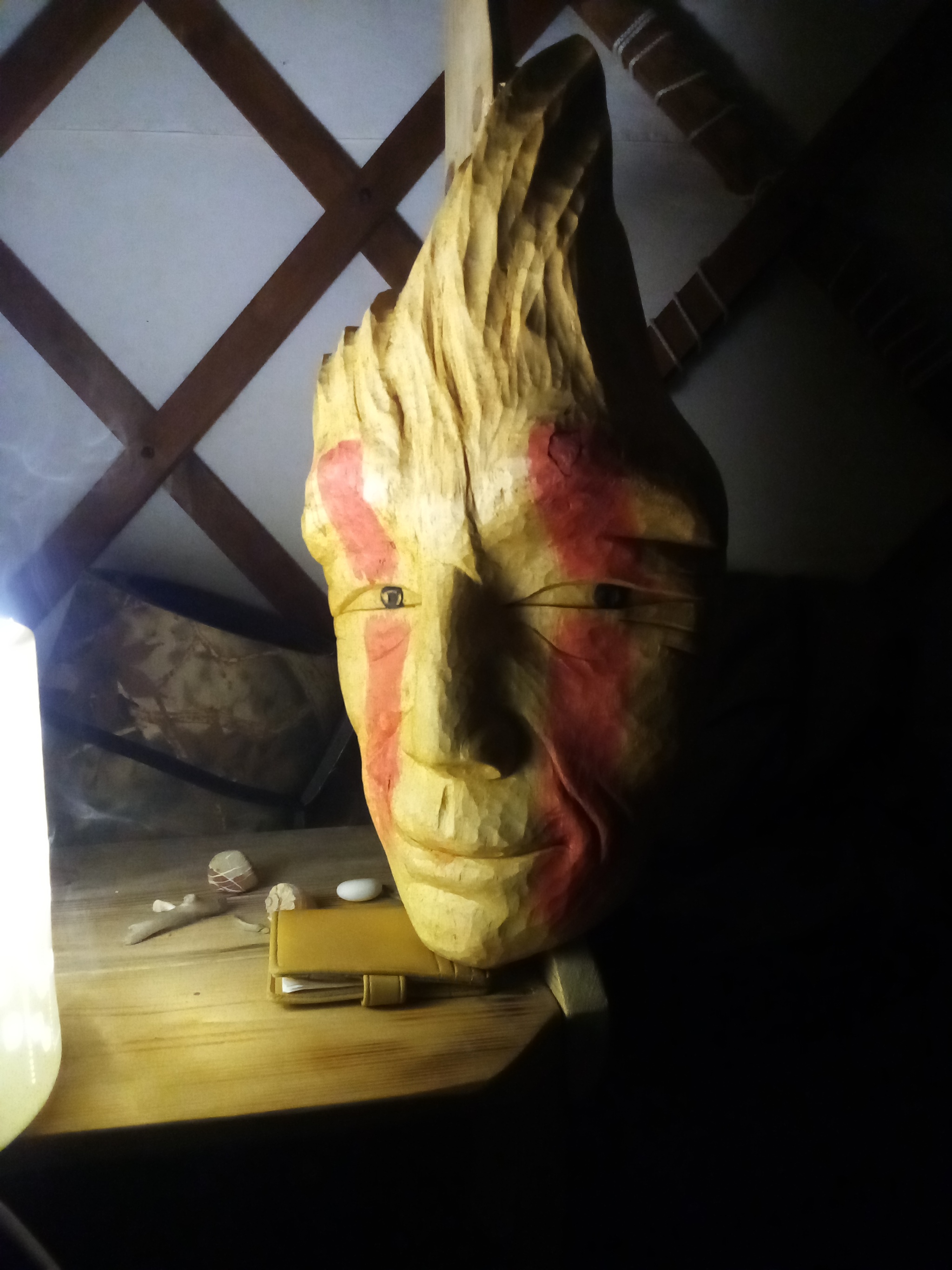 Sight - My, Mask, Interior, Decor, Souvenirs, Wood carving, Handmade, With your own hands, Thread, Sight, Longpost