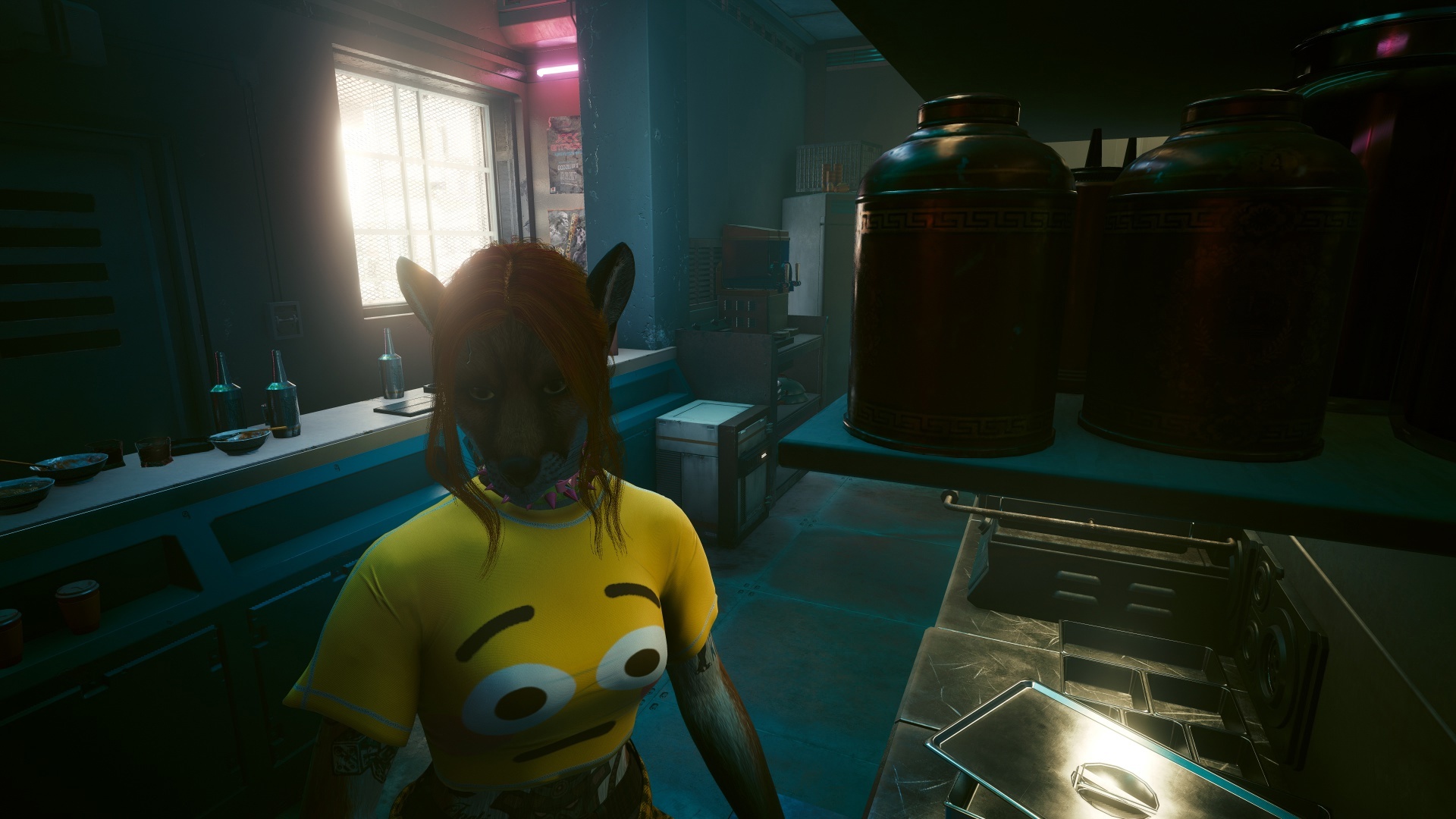 Furries in Cyberpunk 2077 #22 Foxy V Biosculpted Exotics Mod + Biosculpted Exotics Retexture and Fixes - My, Furry, Cyberpunk 2077, Screenshot, Fashion, Longpost, Fox, Furry fox