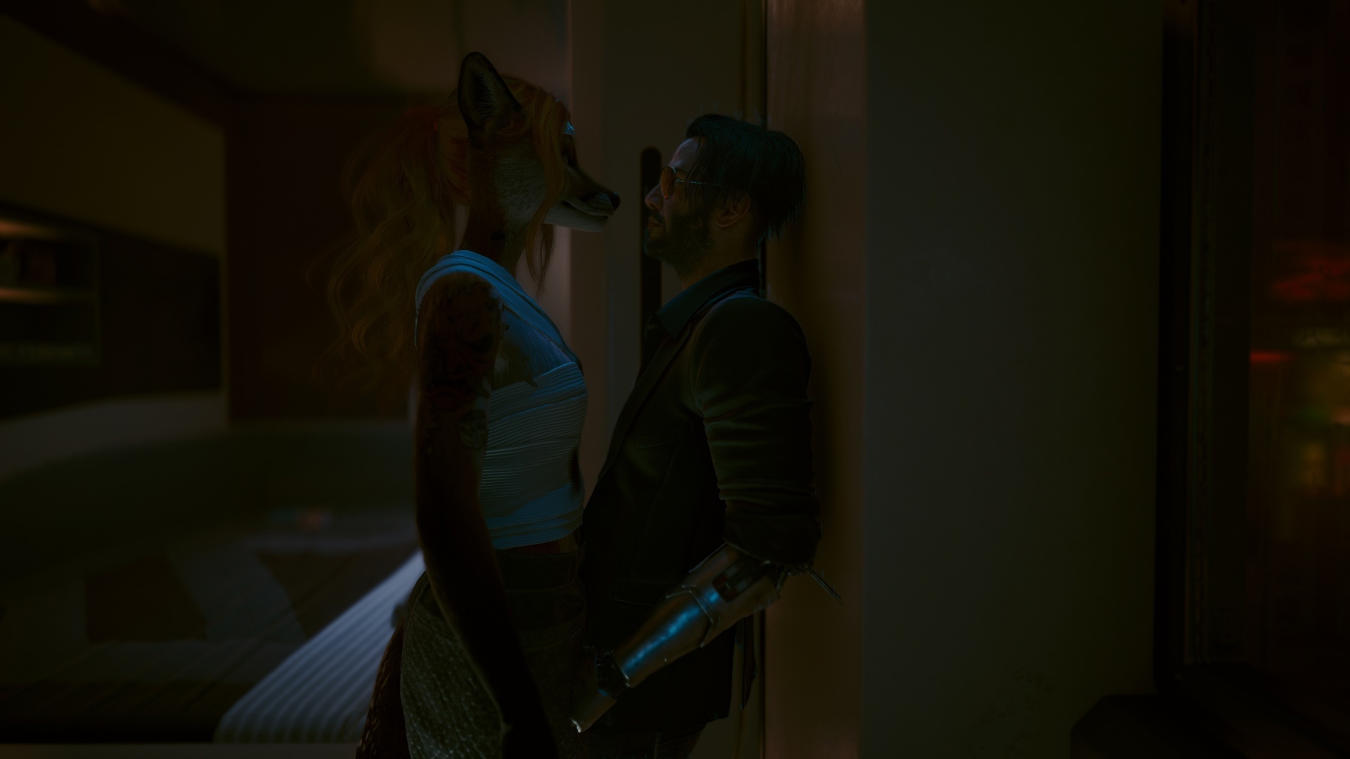 Furries in Cyberpunk 2077 #22 Foxy V Biosculpted Exotics Mod + Biosculpted Exotics Retexture and Fixes - My, Furry, Cyberpunk 2077, Screenshot, Fashion, Longpost, Fox, Furry fox