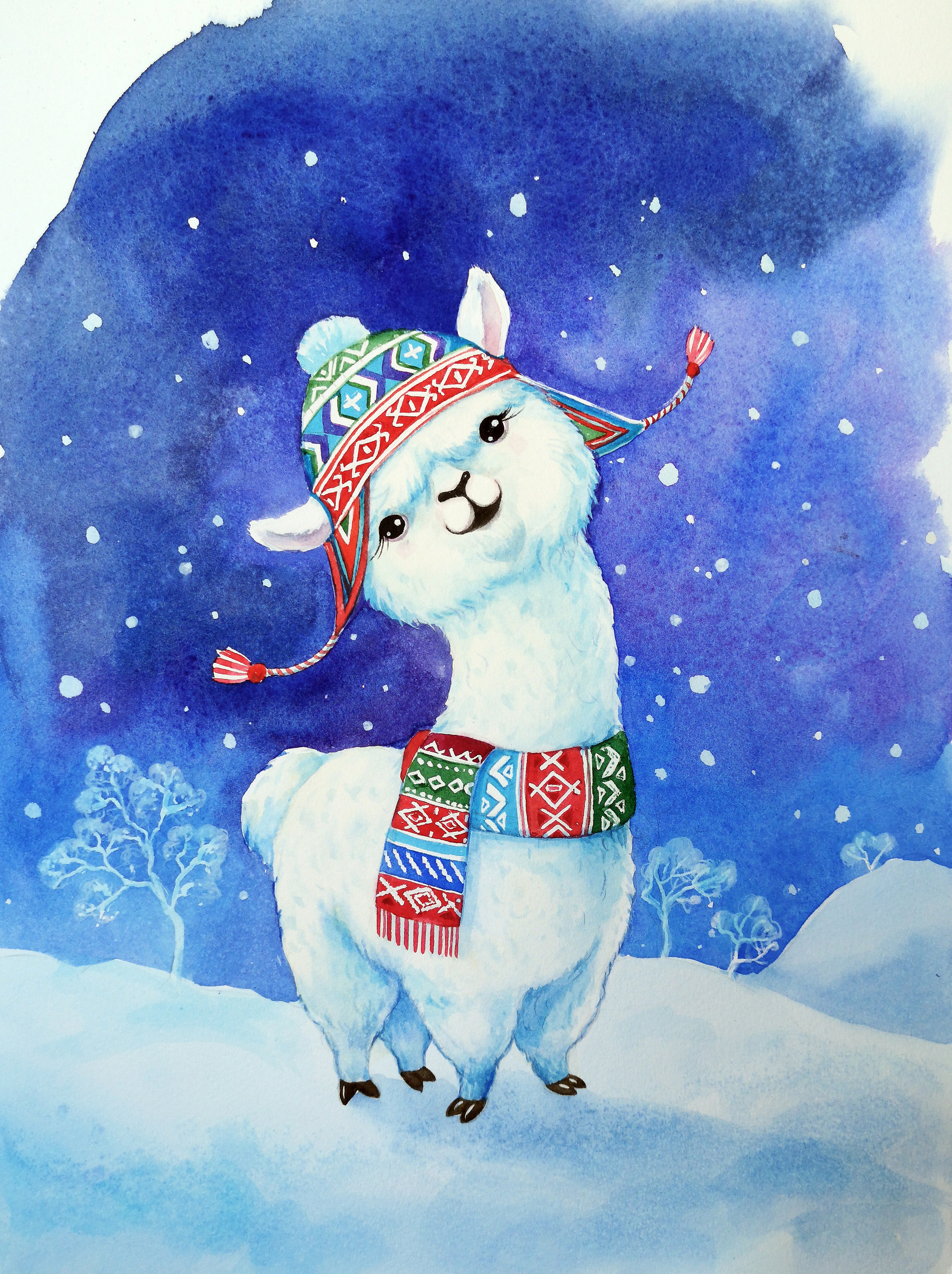 Alpaca - My, Alpaca, Watercolor, Milota