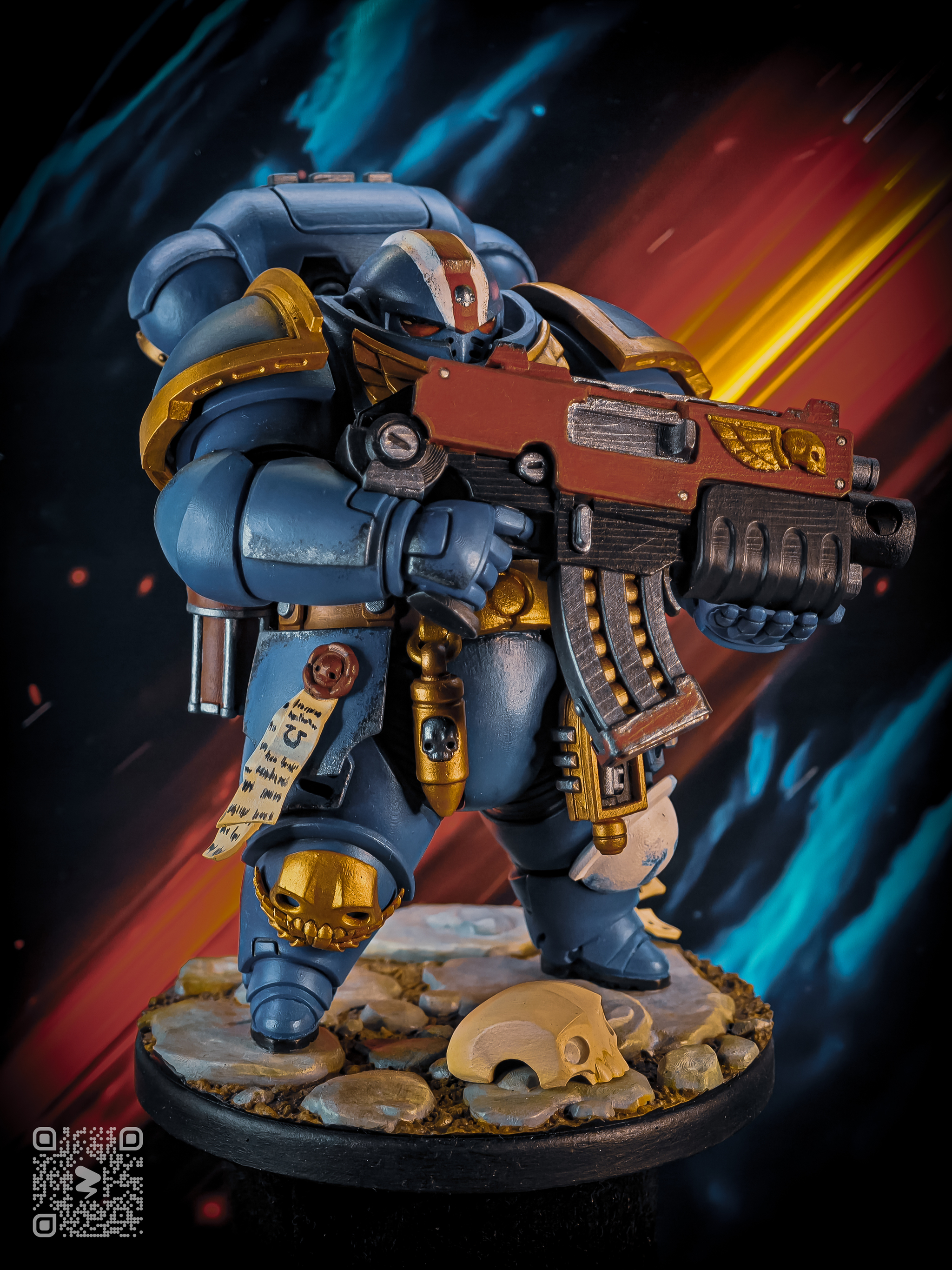 Ultramarine, who spent the weekend at his grandmother's - My, Warhammer 40k, Painting miniatures, Adeptus Astartes, 3D печать, 3D printer, Ultramarines, Longpost