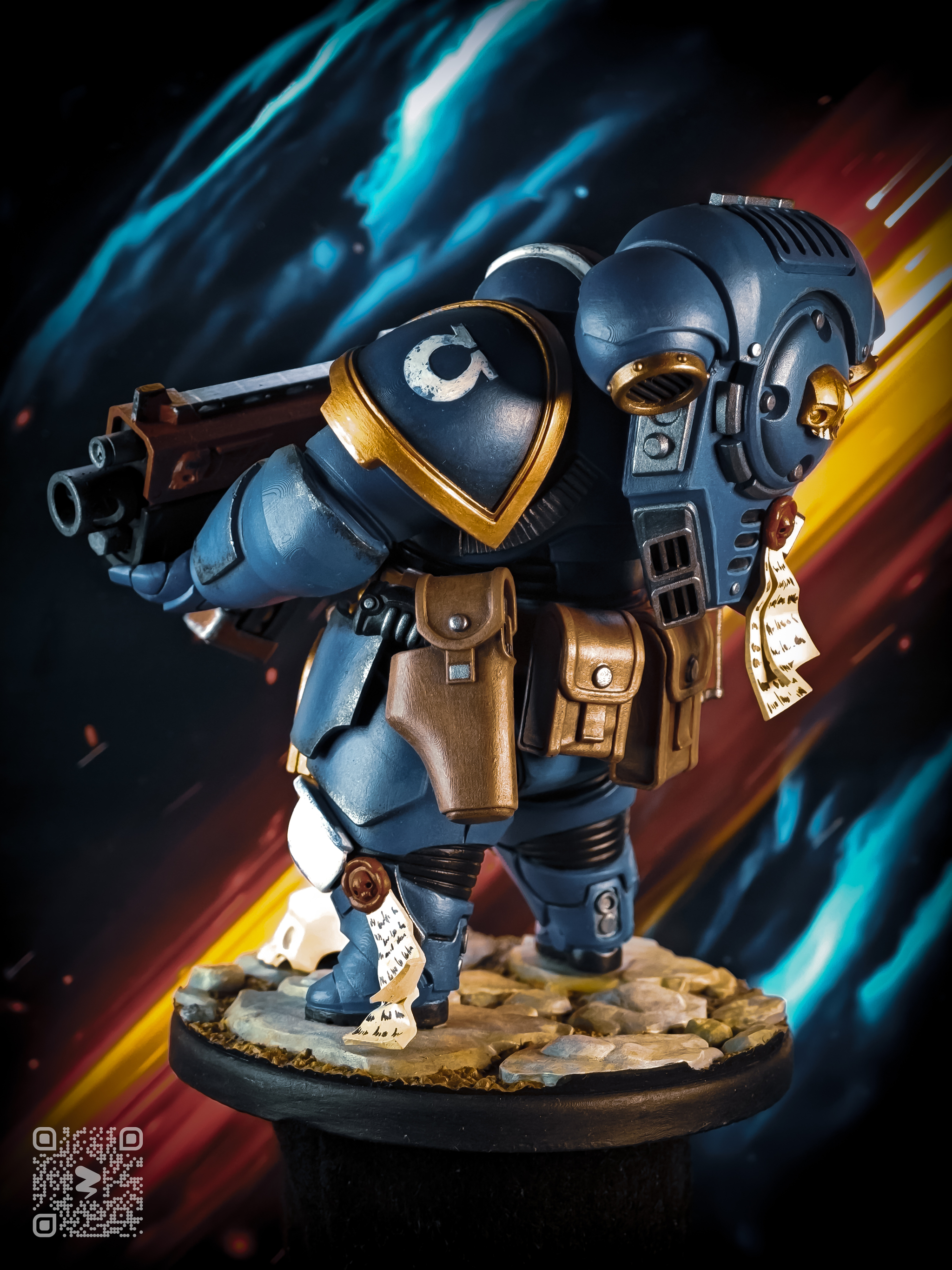 Ultramarine, who spent the weekend at his grandmother's - My, Warhammer 40k, Painting miniatures, Adeptus Astartes, 3D печать, 3D printer, Ultramarines, Longpost