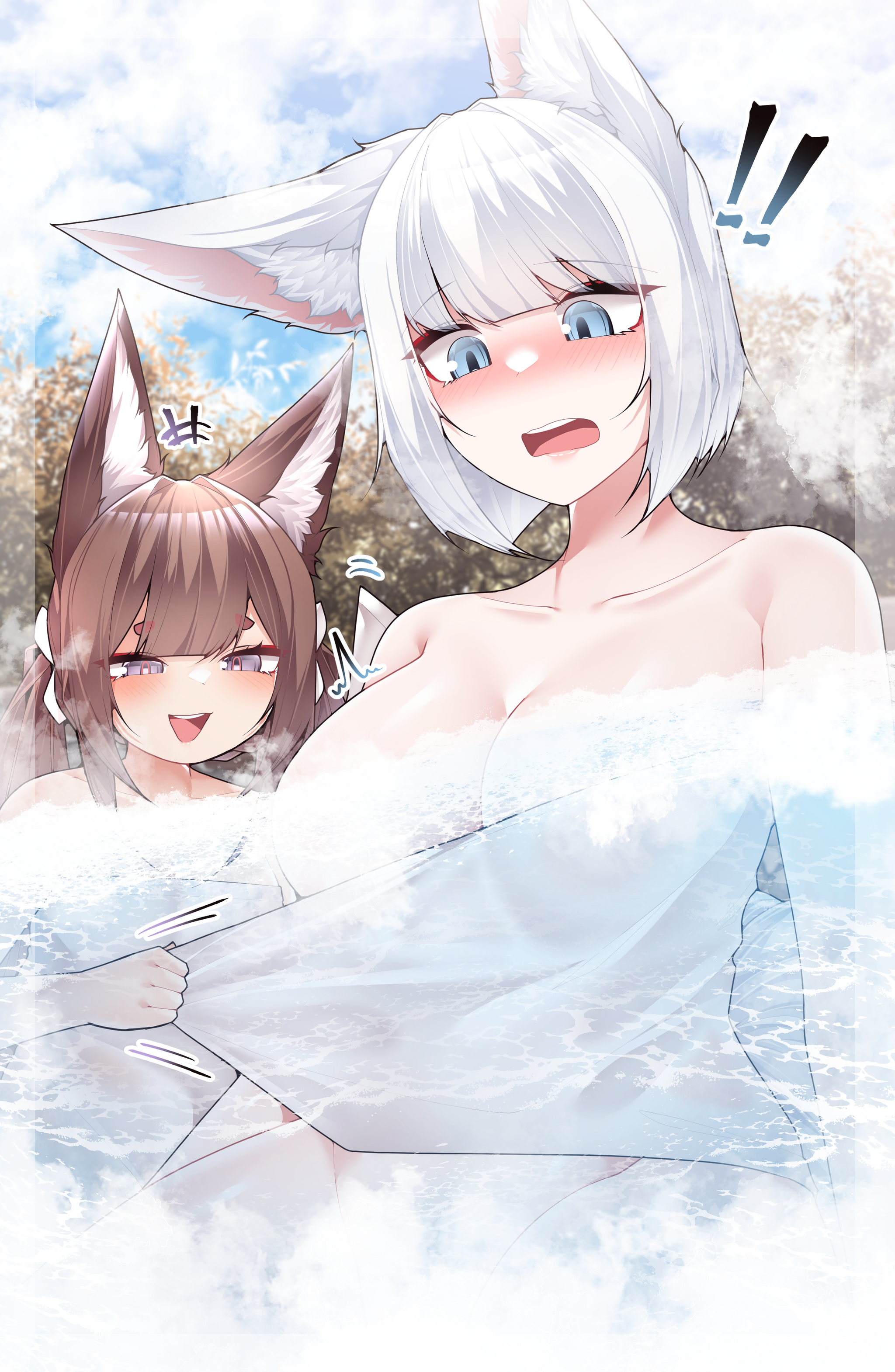 Continuation of the post In a hot bath - Samip, Art, Anime, Anime art, Azur lane, Amagi, Kaga, Reply to post