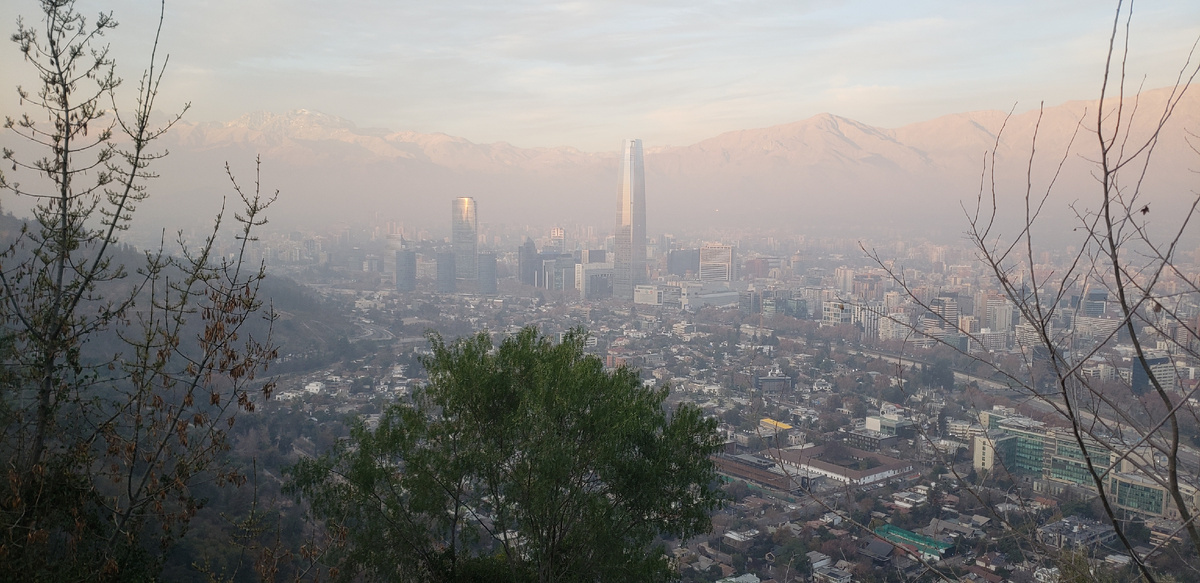 Night view of Santiago. Mount San Cristobal - My, Solo travel, Bike trip, Travels, A bike, South America, Chile, Santiago, Bike ride, Cyclist, Town, City walk, Andes, Longpost