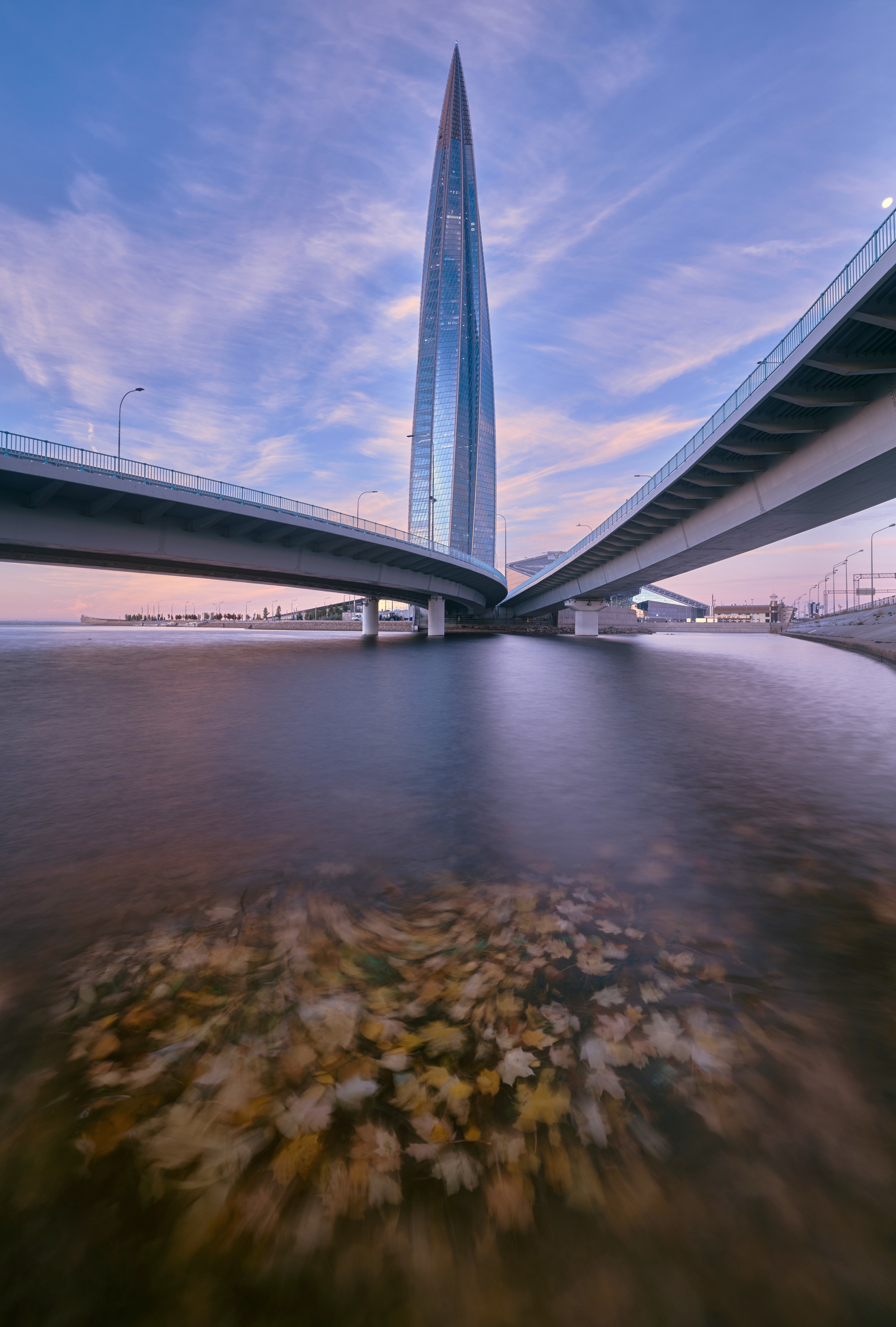 At dawn… - My, Lakhta, dawn, Saint Petersburg, Lakhta Center, Autumn, Nikon, Landscape