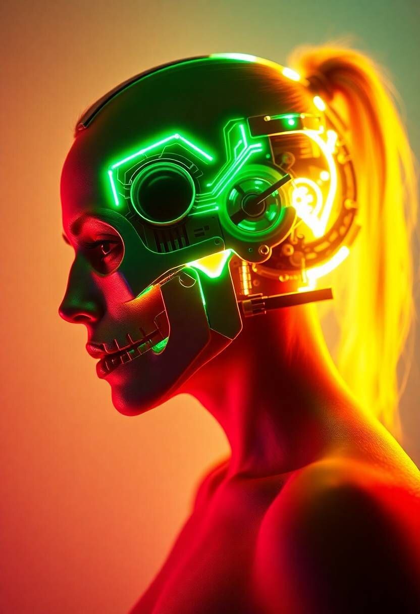 Изображения и запрос для Krea AI. Sci-fi , Cyberpunk girl - Моё, Нейронные сети, Арты нейросетей, Киберпанк, Sci-Art, Девушки, Обои на телефон, Арт, Робот, Длиннопост