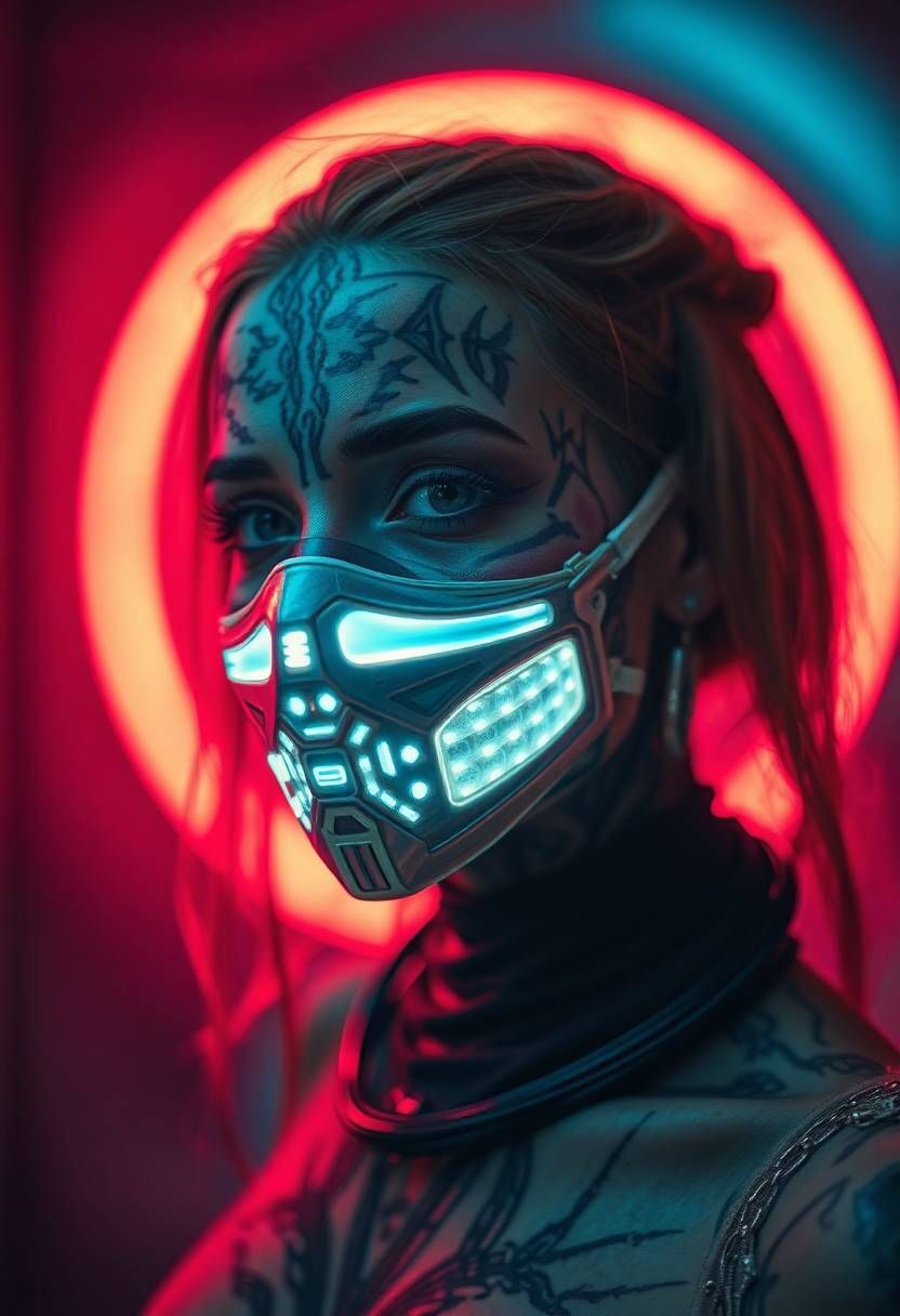 Изображения и запрос для Krea AI. Sci-fi , Cyberpunk girl - Моё, Нейронные сети, Арты нейросетей, Киберпанк, Sci-Art, Девушки, Обои на телефон, Арт, Робот, Длиннопост