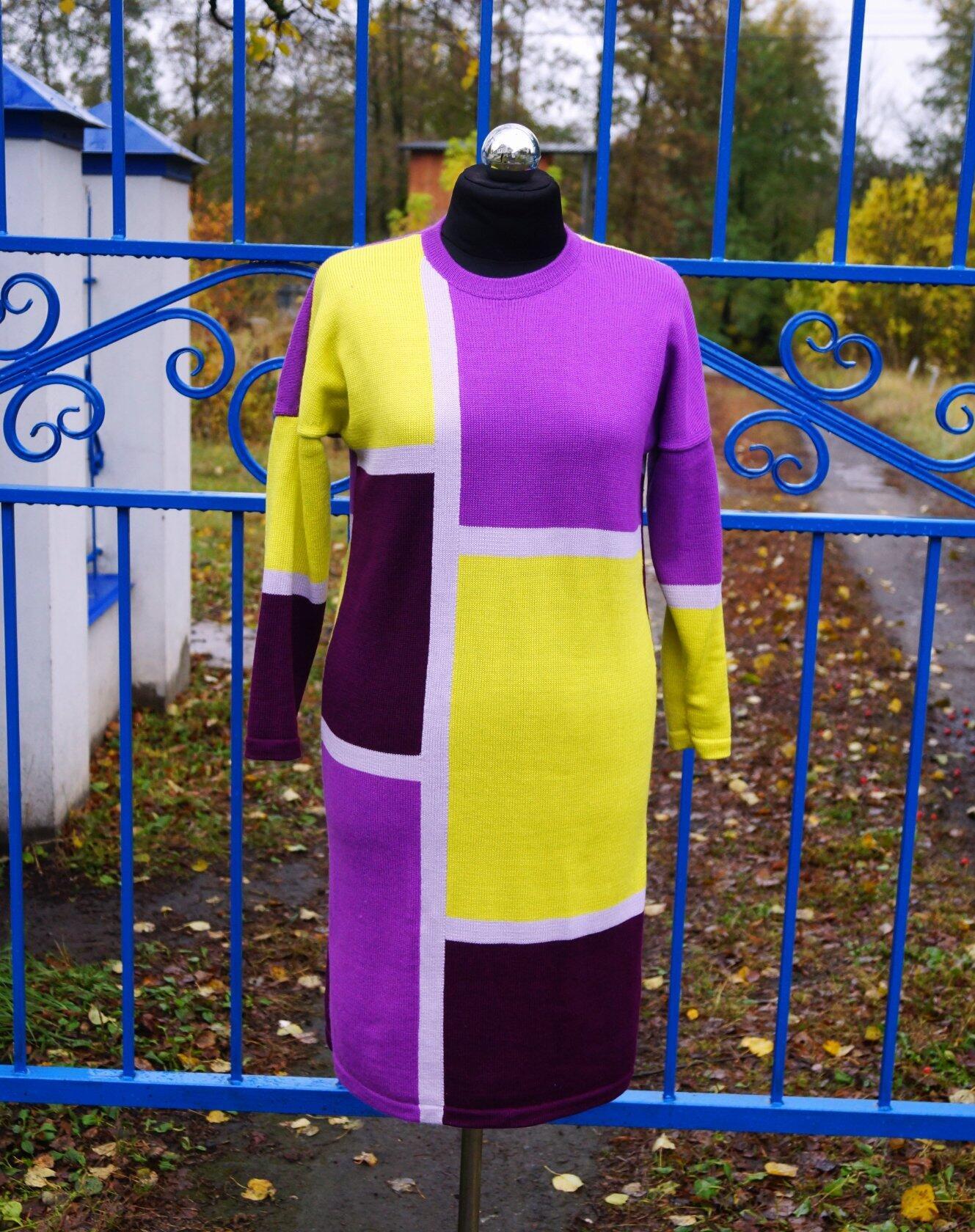 Colorblock dress - My, Knitting, Needlework without process, The dress, Order, Longpost