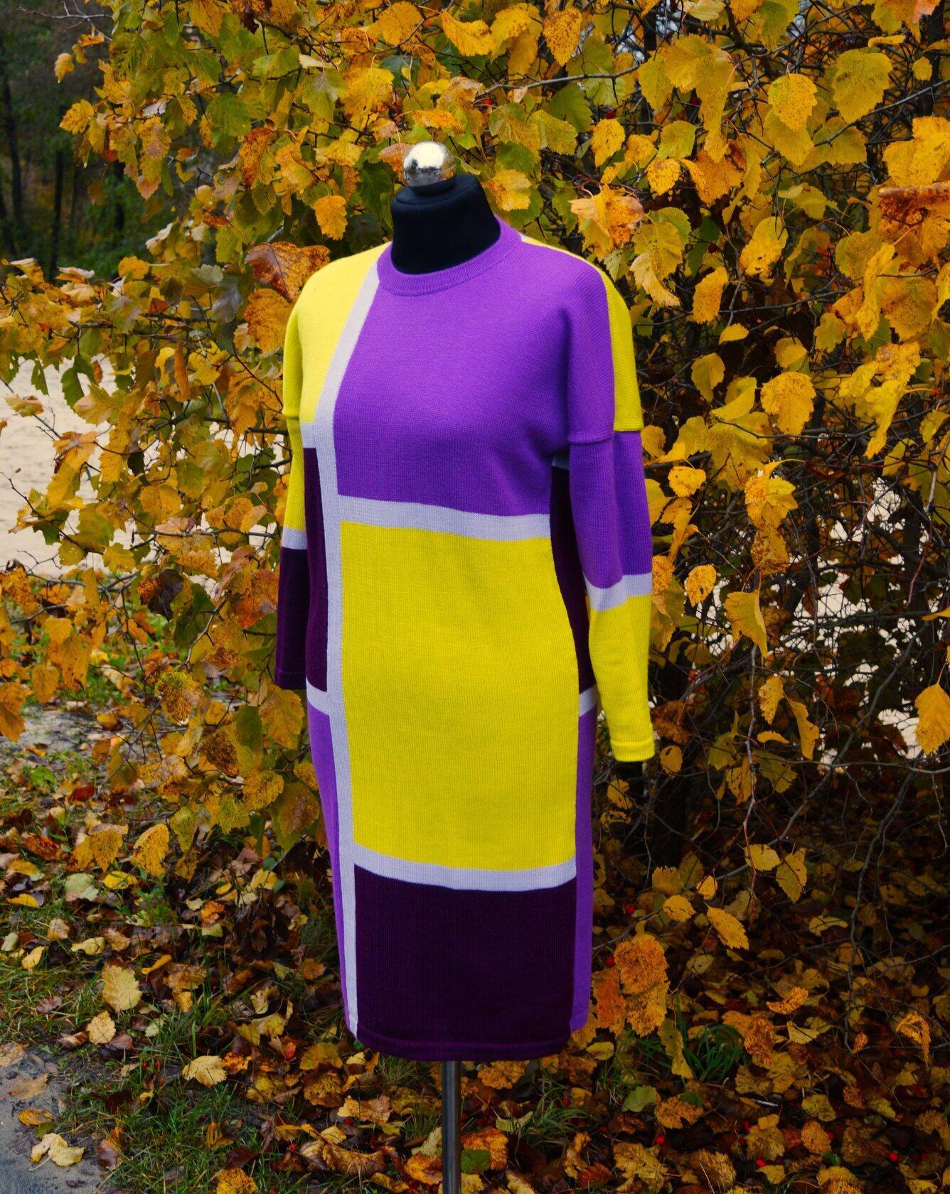 Colorblock dress - My, Knitting, Needlework without process, The dress, Order, Longpost