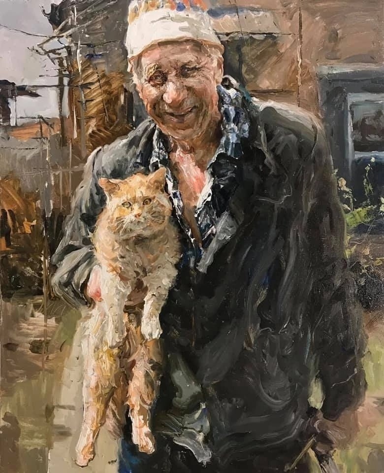 Dad's cat - Art, cat, Father, Portrait