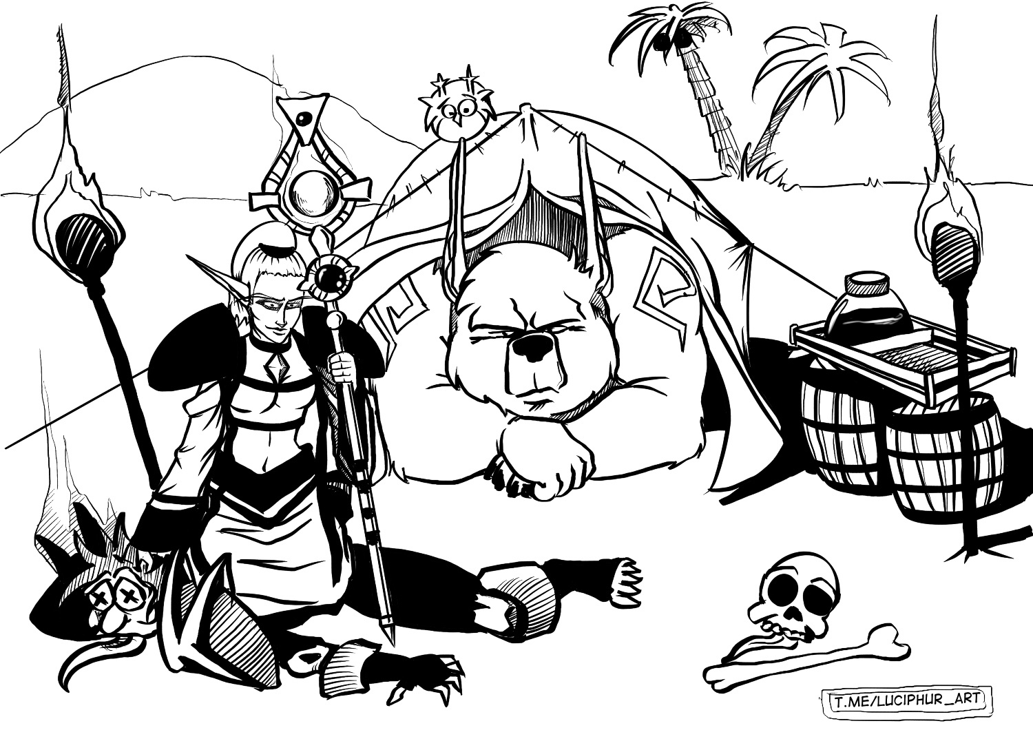 World of Warcraft - camp rogue in STV - My, Procreate, Characters (edit), Inktober, Game humor, Illustrations, Drawing, Illustrator, Computer games, World of warcraft, World of Warcraft: Classic, Blizzard, Night elfs, PVP, Warcraft, Art