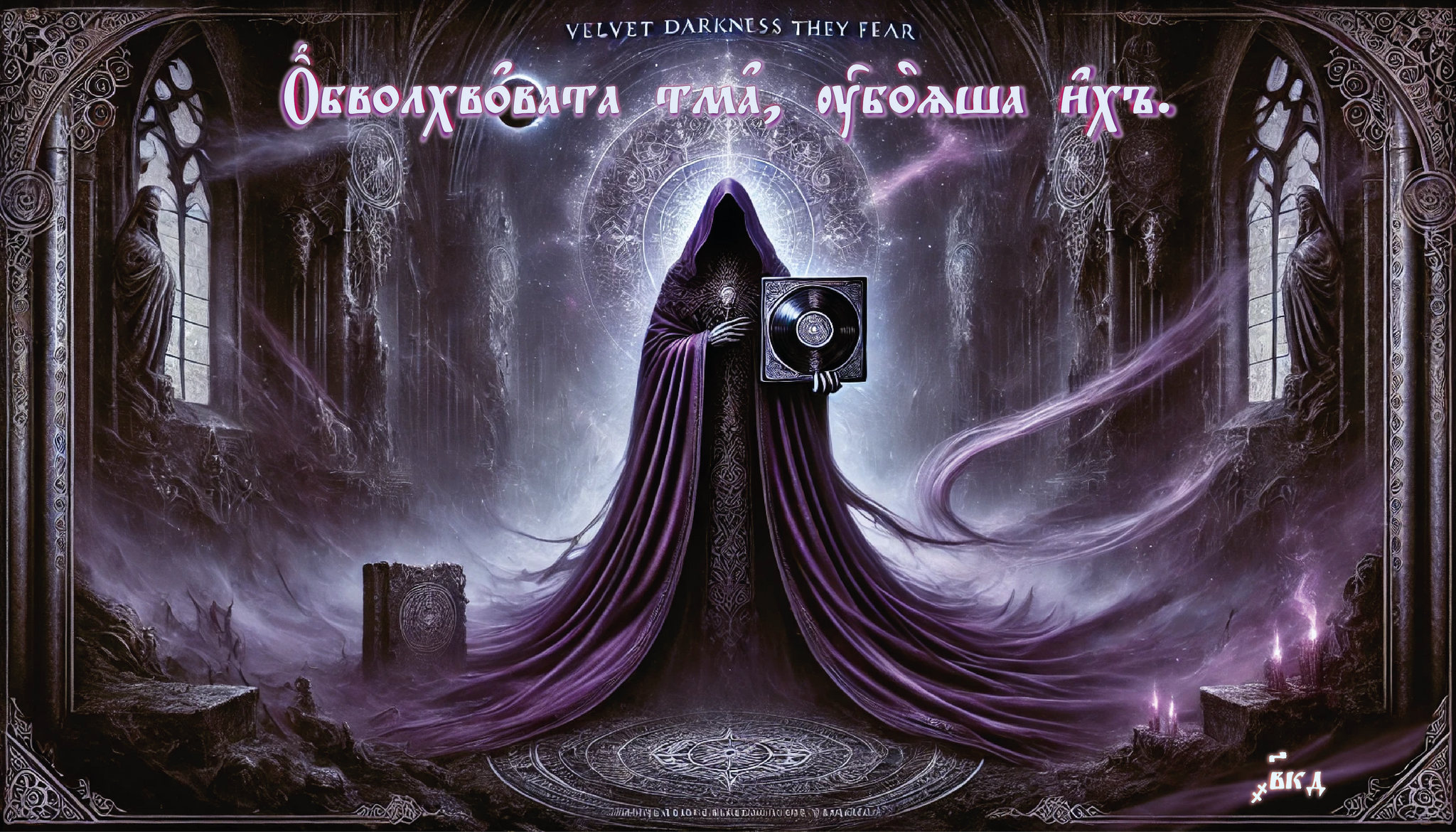 Velvet darkness they fear in Church Slavonic - Church Slavonic language, Art, Chatgpt, Artificial Intelligence, Theatre of Tragedy, Dall-e, Images, Picture with text, Digital