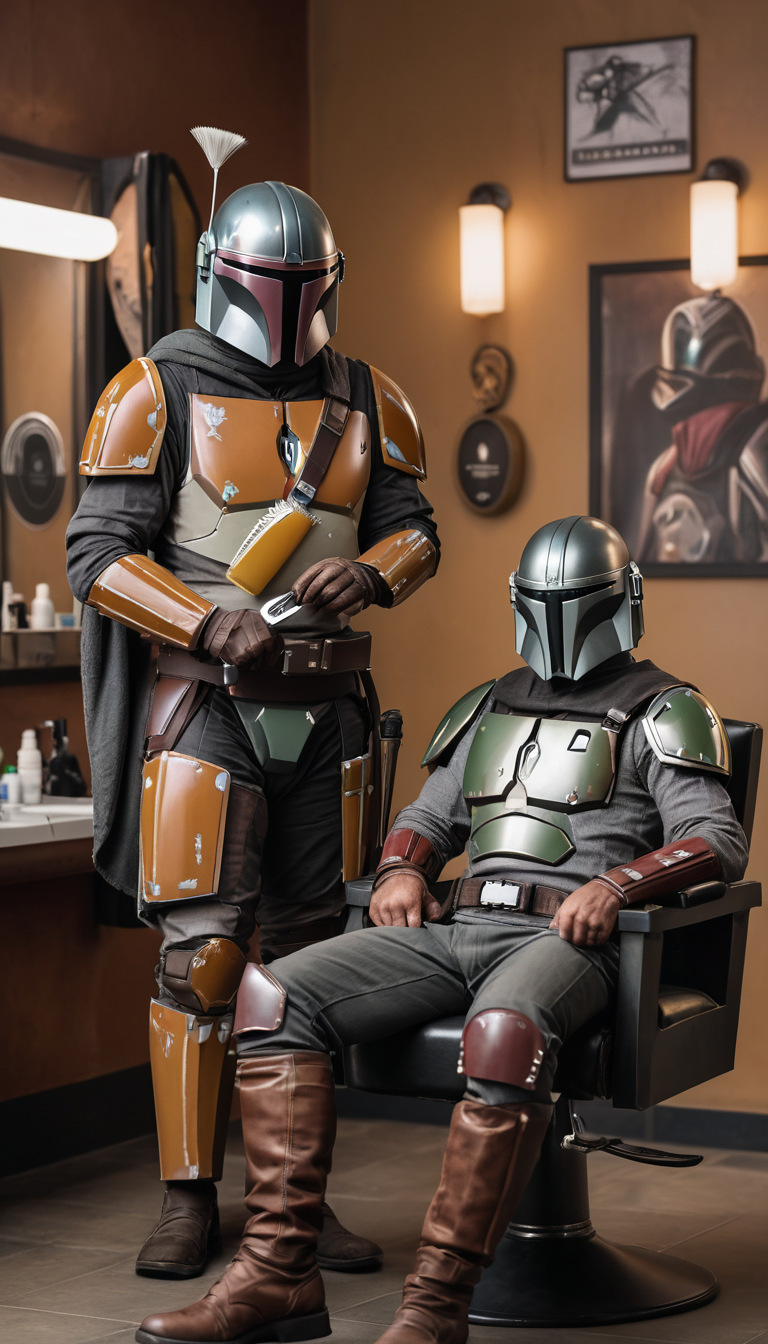 Mandalorian haircut - My, Neural network art, Star Wars, Walt disney company, Mandalorian, Traditions, The culture, Society, Absurd, Humor, Style, Salon, Прическа, Hair, Barbershop