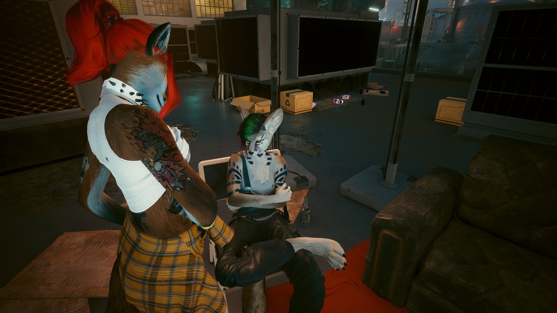 Furries in Cyberpunk 2077 #25 Foxy V Biosculpted Exotics Mod + Biosculpted Exotics Retexture and Fixes - My, Furry, Cyberpunk 2077, Screenshot, Fashion, Longpost, Fox, Furry fox