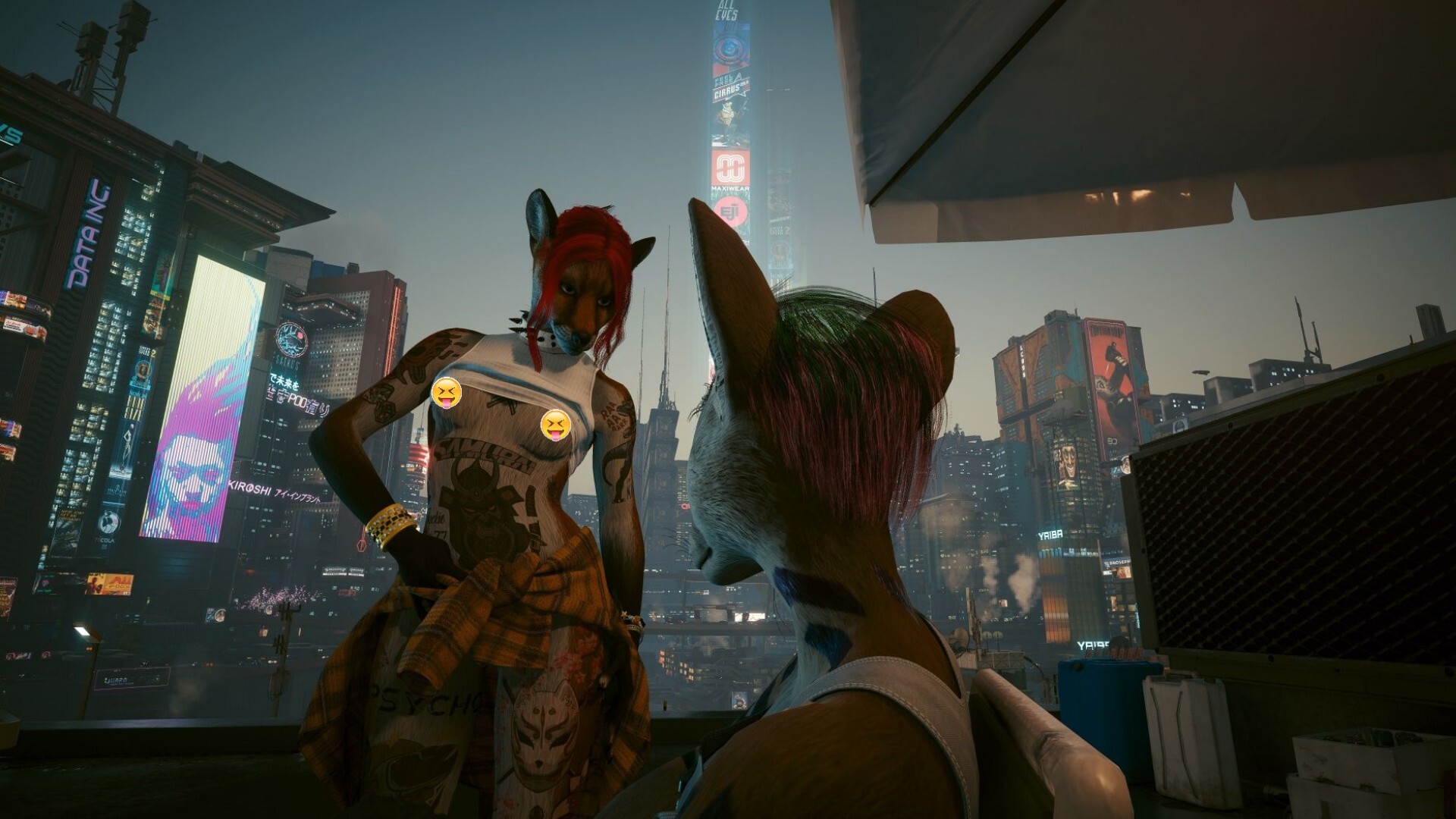 Furries in Cyberpunk 2077 #25 Foxy V Biosculpted Exotics Mod + Biosculpted Exotics Retexture and Fixes - My, Furry, Cyberpunk 2077, Screenshot, Fashion, Longpost, Fox, Furry fox