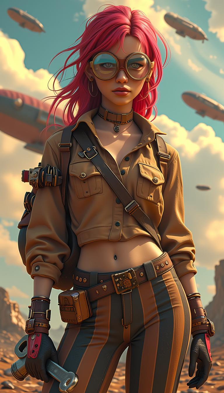 The era of dieselpunk - My, Neural network art, Dieselpunk, Girls, Flux, Longpost