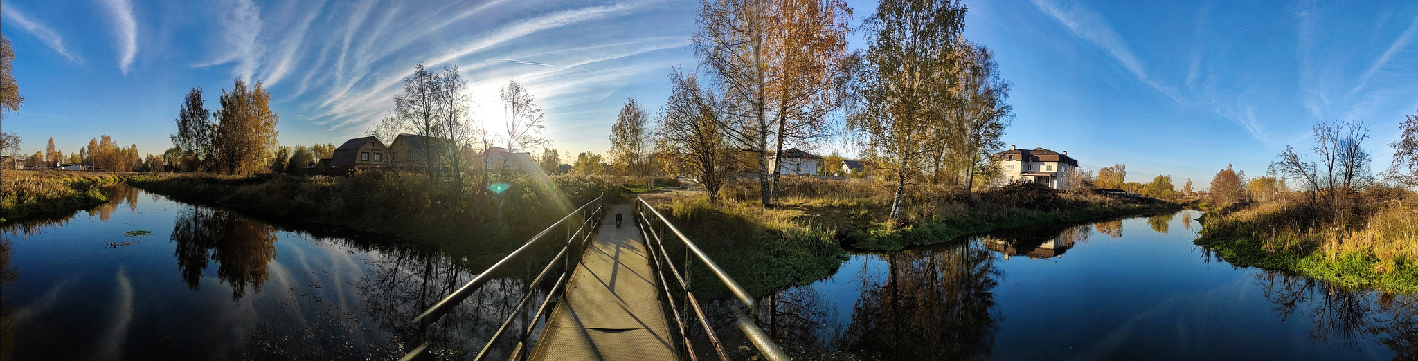 2 hours before sunset. 10/21/2024 - My, The nature of Russia, Nature, Autumn, October, Pond, Beautiful view, Spherical panorama, Sunset, Mobile photography, Longpost