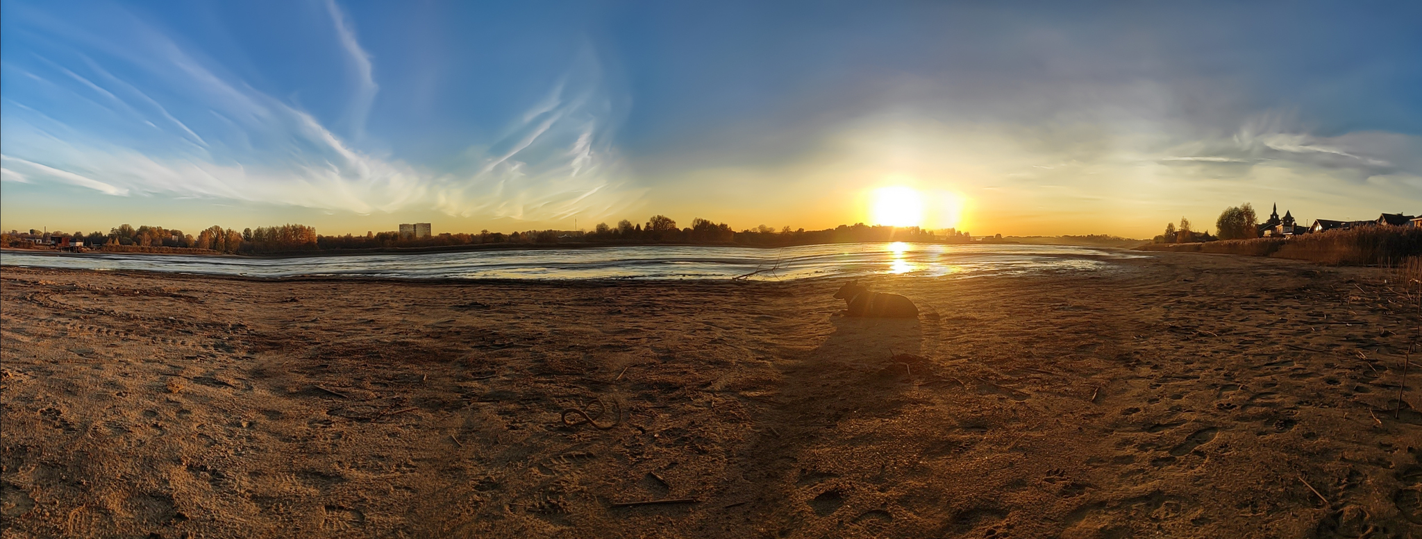 2 hours before sunset. 10/21/2024 - My, The nature of Russia, Nature, Autumn, October, Pond, Beautiful view, Spherical panorama, Sunset, Mobile photography, Longpost