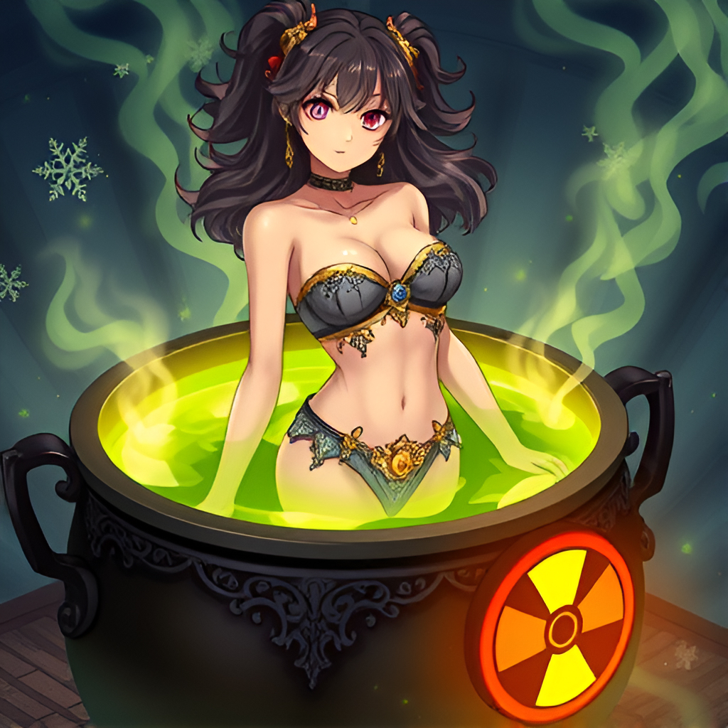 Beauties bathe in radioactive solutions - Bathing, Swimsuit, Girls, Art, Anime, Bikini, Women, Radiation, Longpost