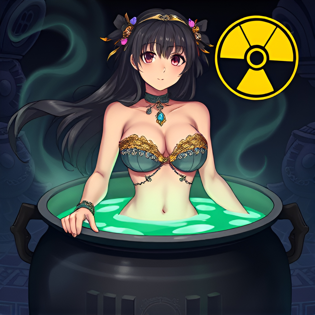 Beauties bathe in radioactive solutions - Bathing, Swimsuit, Girls, Art, Anime, Bikini, Women, Radiation, Longpost