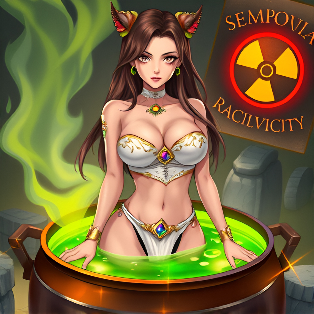 Beauties bathe in radioactive solutions - Bathing, Swimsuit, Girls, Art, Anime, Bikini, Women, Radiation, Longpost