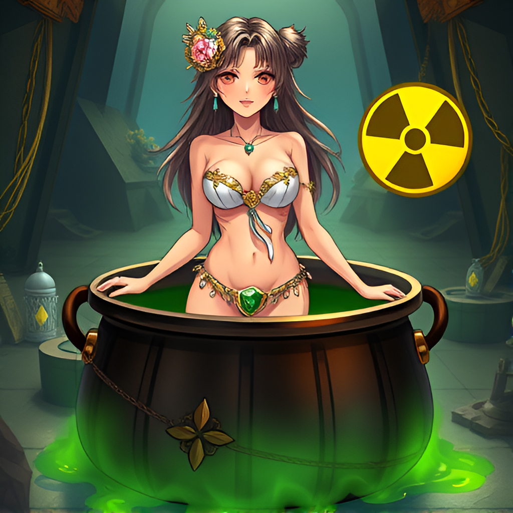 Beauties bathe in radioactive solutions - Bathing, Swimsuit, Girls, Art, Anime, Bikini, Women, Radiation, Longpost