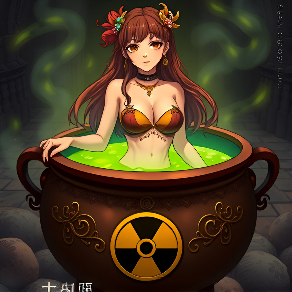 Beauties bathe in radioactive solutions - Bathing, Swimsuit, Girls, Art, Anime, Bikini, Women, Radiation, Longpost